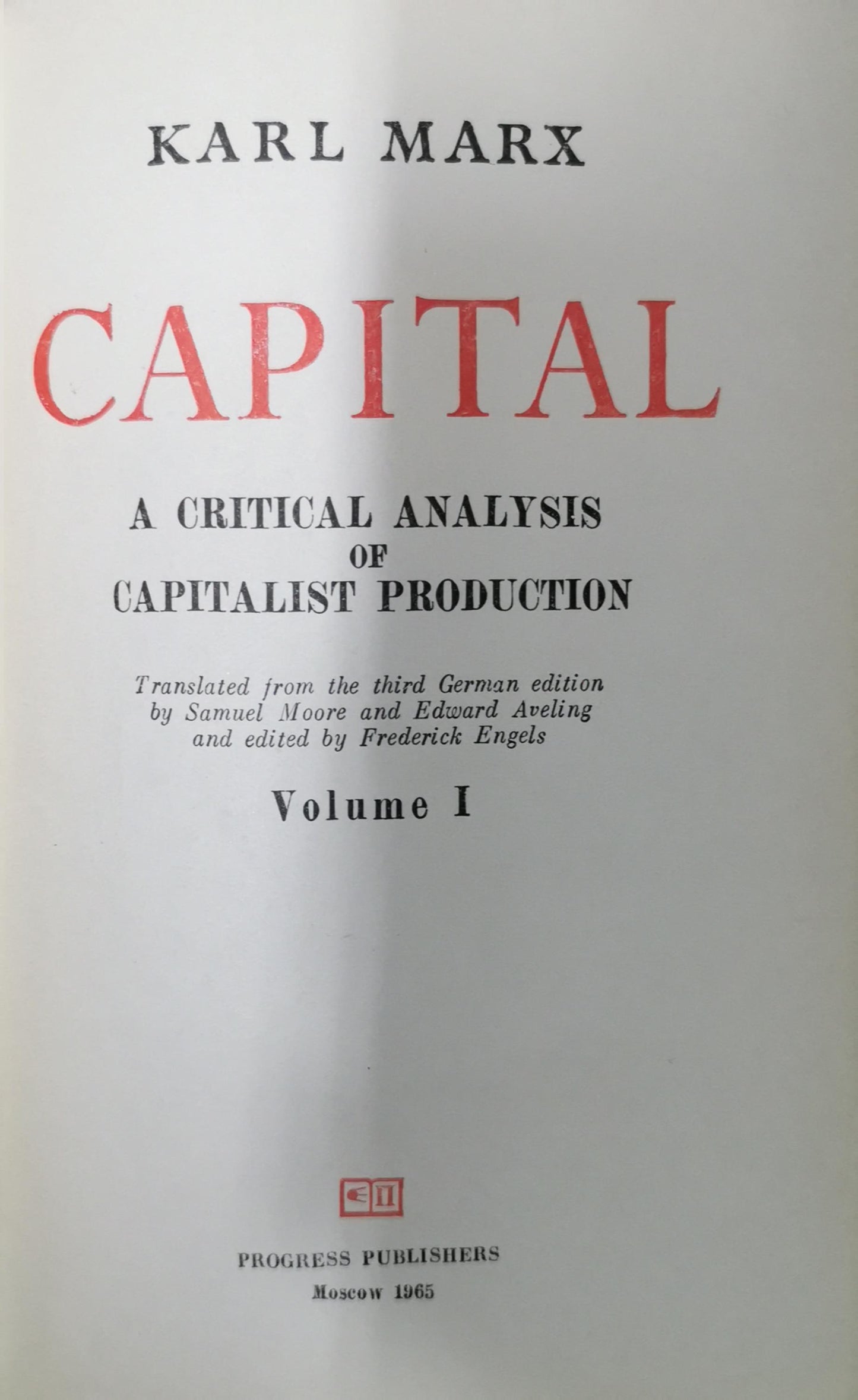 Karl Marx Capital : A Critique of Political Economy [3 Volume Set] Moscow 1977 Hardcover by Karl Marx (Author)