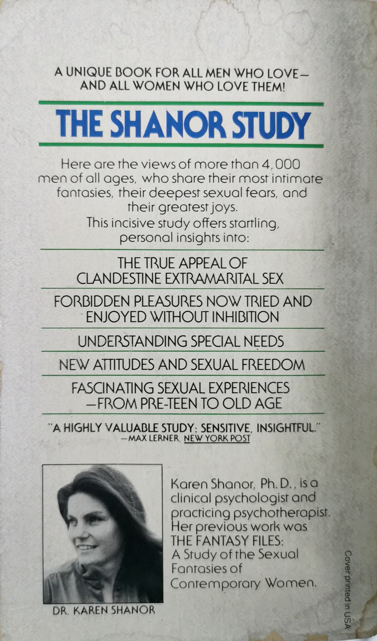 Sexual Sensitivity of the American Male Mass Market Paperback – July 12, 1979 by Phd. Karen Shanor (Author)