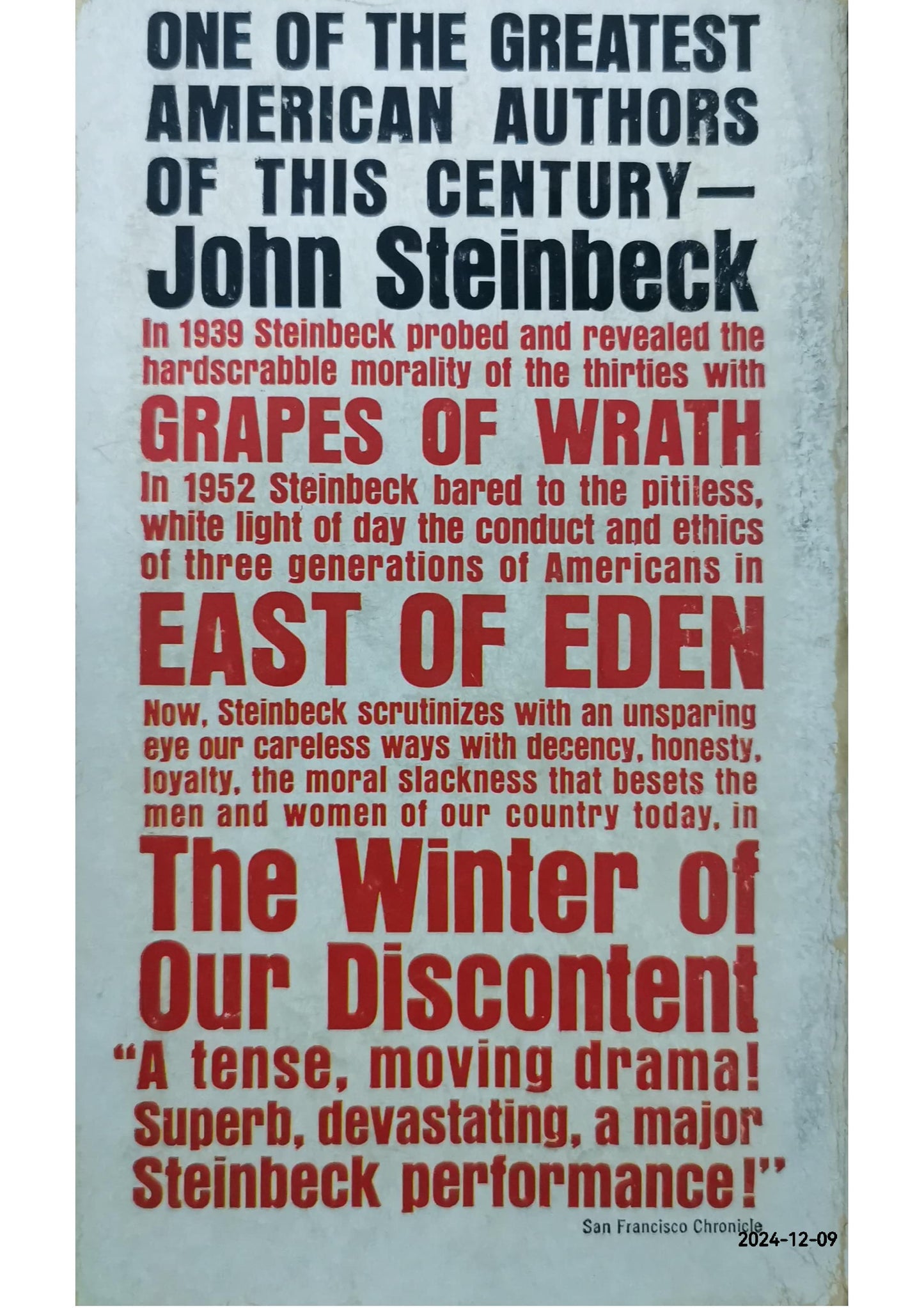 The Winter of Our Discontent - Paperback – by John Steinbeck (Author)