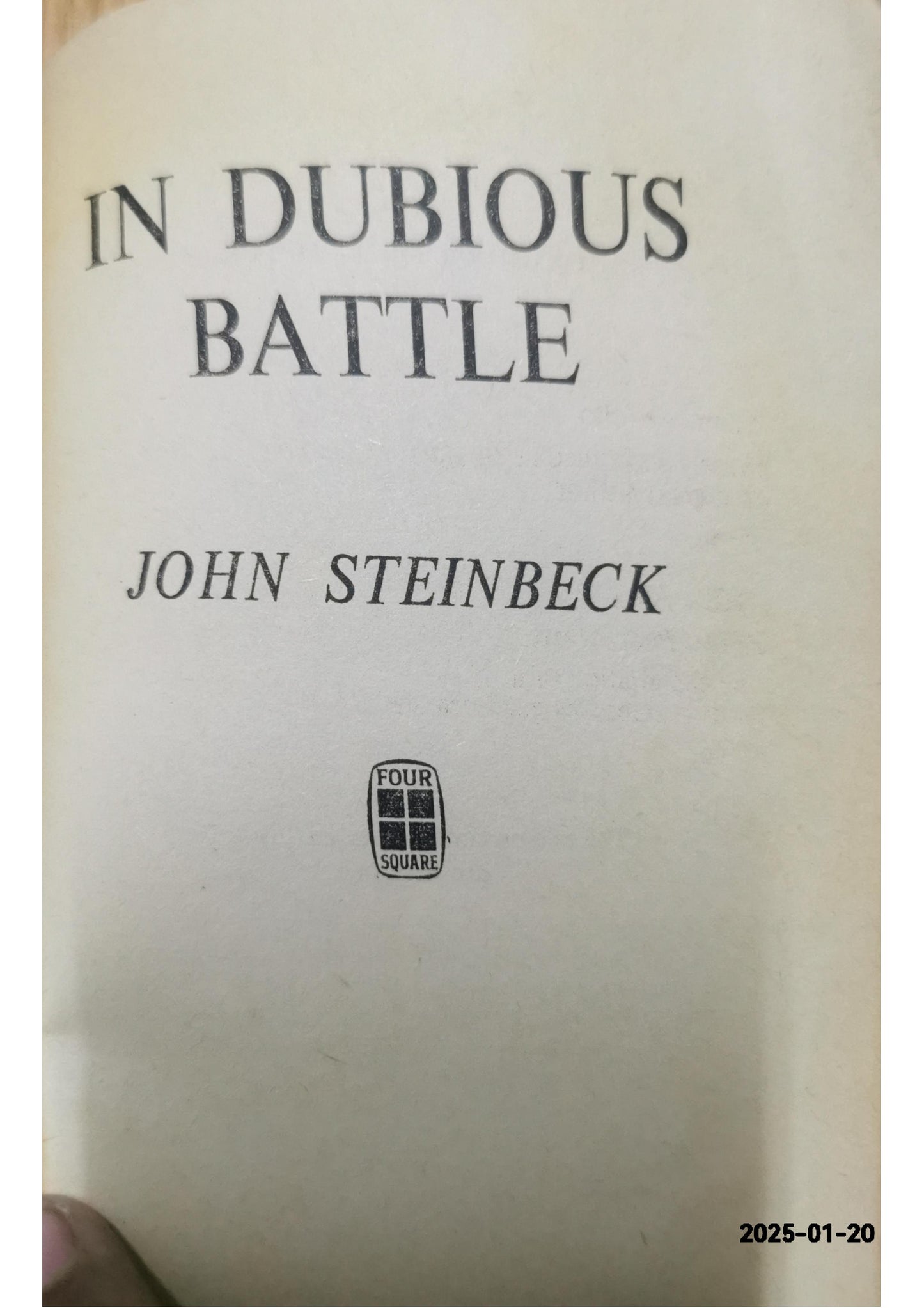 In Dubious Battle Novel by John Steinbeck