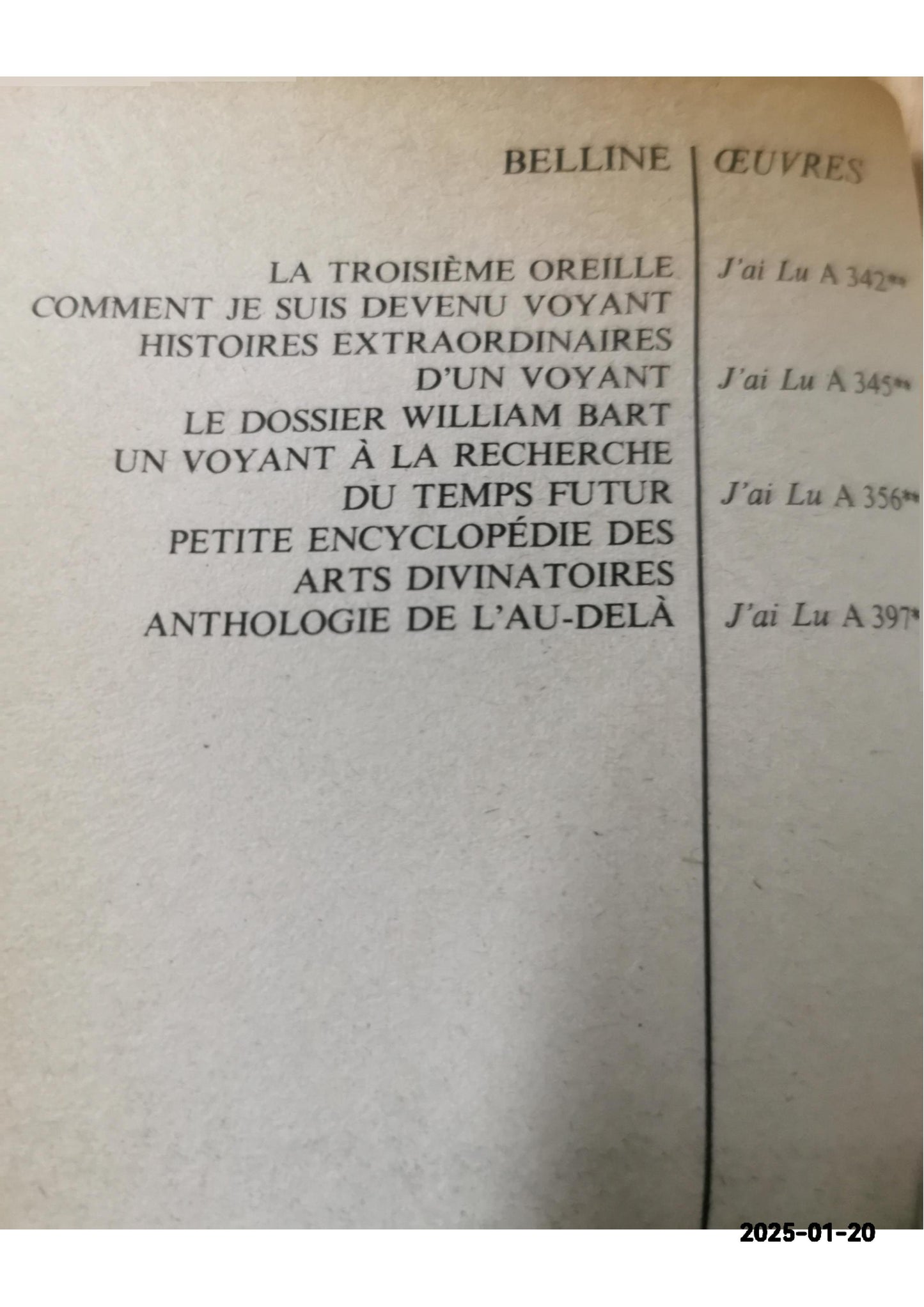 Anthologie de l'au-delà Broché – 5 mars 1992 de Belline (Auteur)