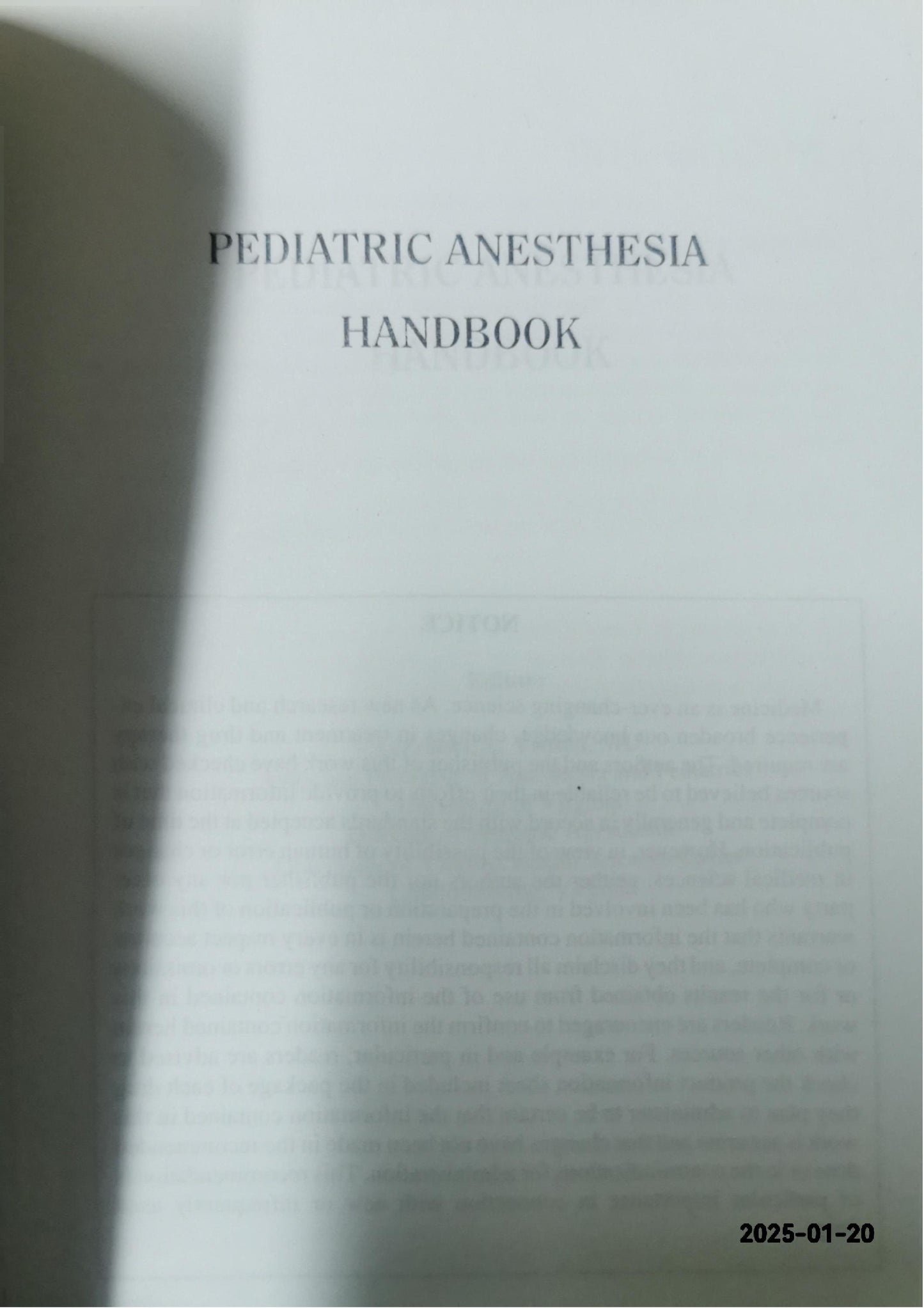 Pediatric Anesthesia Handbook 1st Edition by Terrance Yemen (Author)