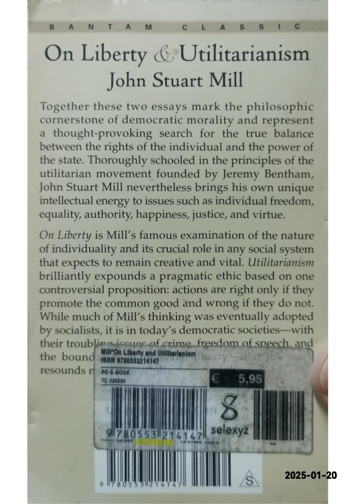 On Liberty and Utilitarianism (Everyman's Library) Turtleback – June 2, 1992 by John Stuart Mill (Author)