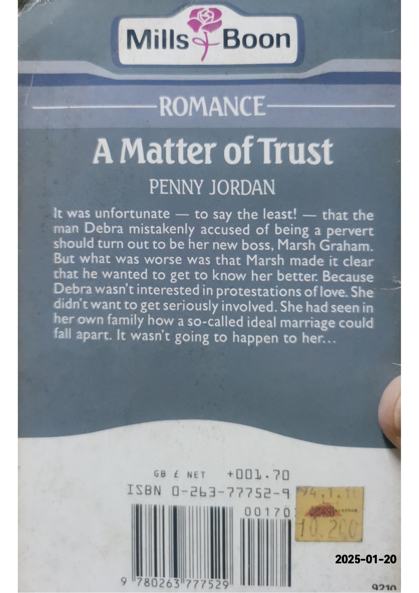 A Matter of Trust (Harlequin Presents Plus, No 1719) Paperback – January 1, 1995 by Penny Jordan (Author)