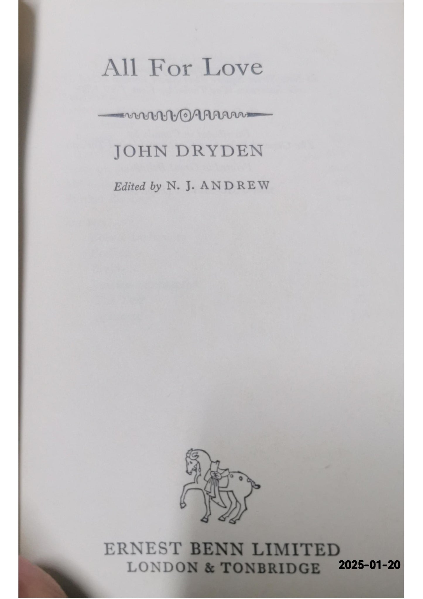 All for Love Play by John Dryden