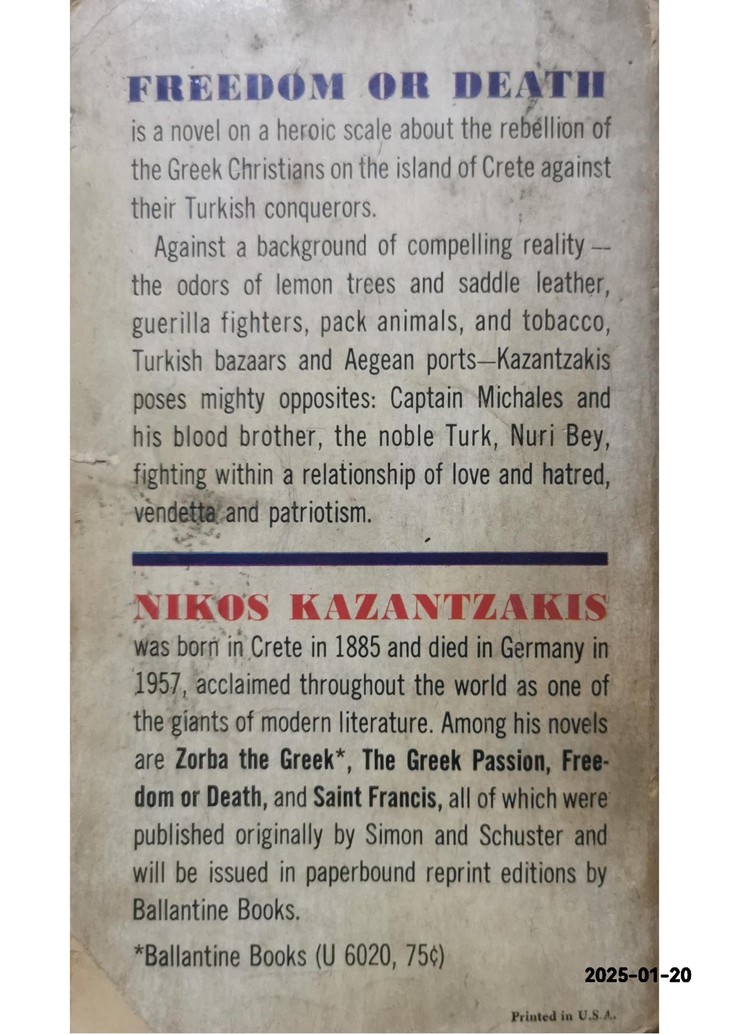 Freedom and Death Paperback – Import, January 1, 1995 by kazantzakis-nikos (Author)