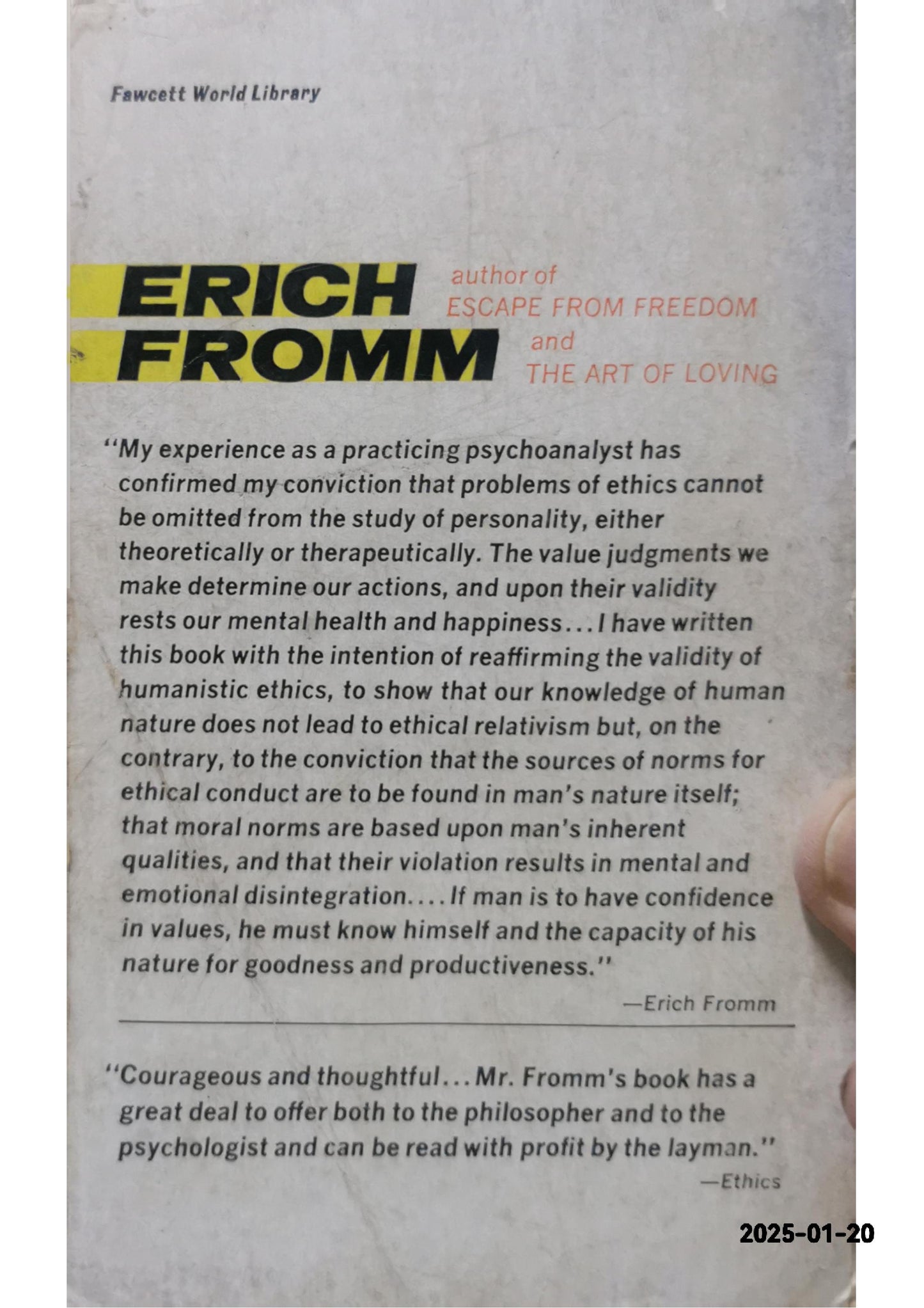 MAN FOR HIMSELF By Erich Fromm