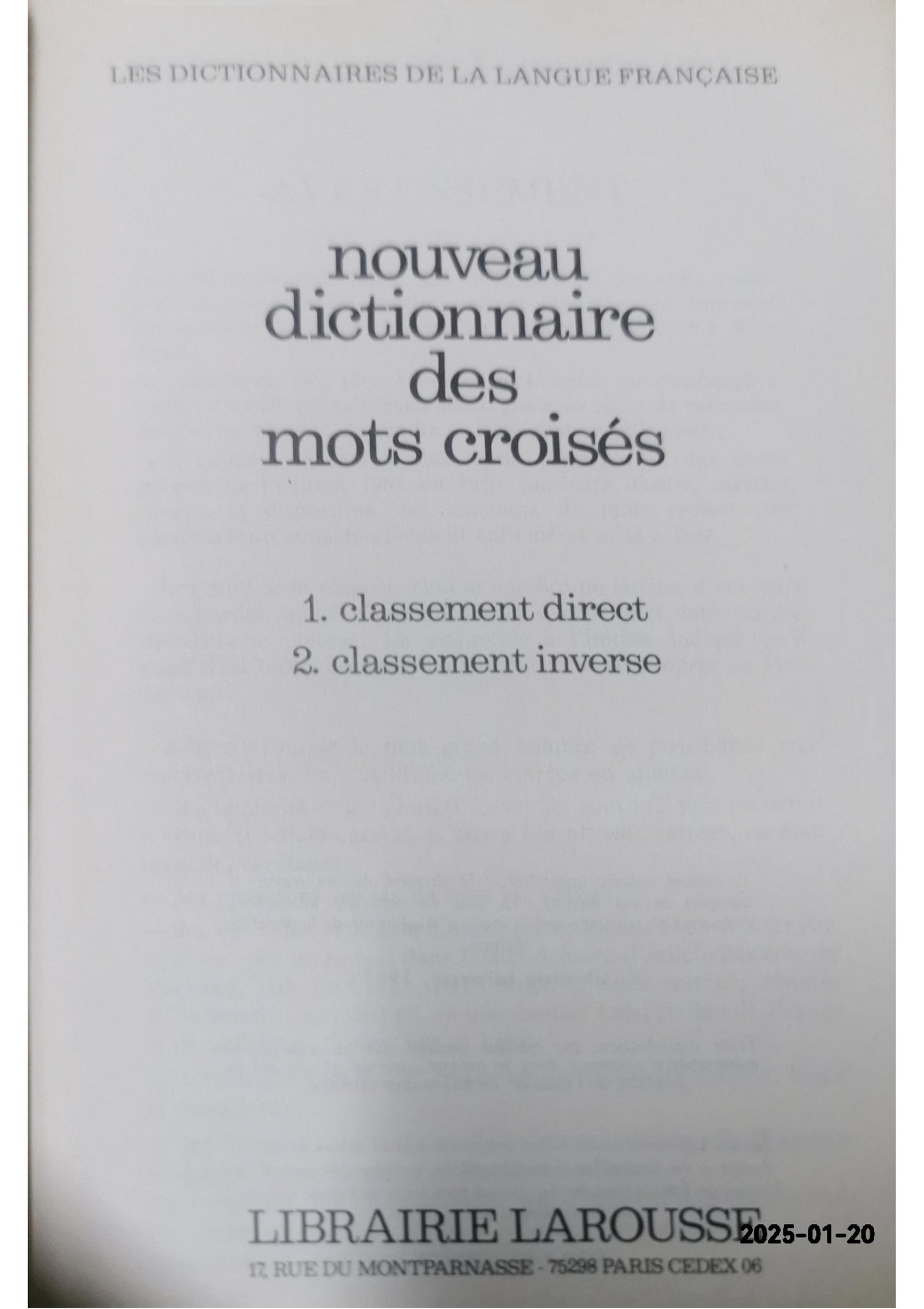 Dictionnaire Larousse des mots croisés (Dictionnaire de poche de la langue française) Broché – 1 janvier 1977 de Larousse (Auteur)