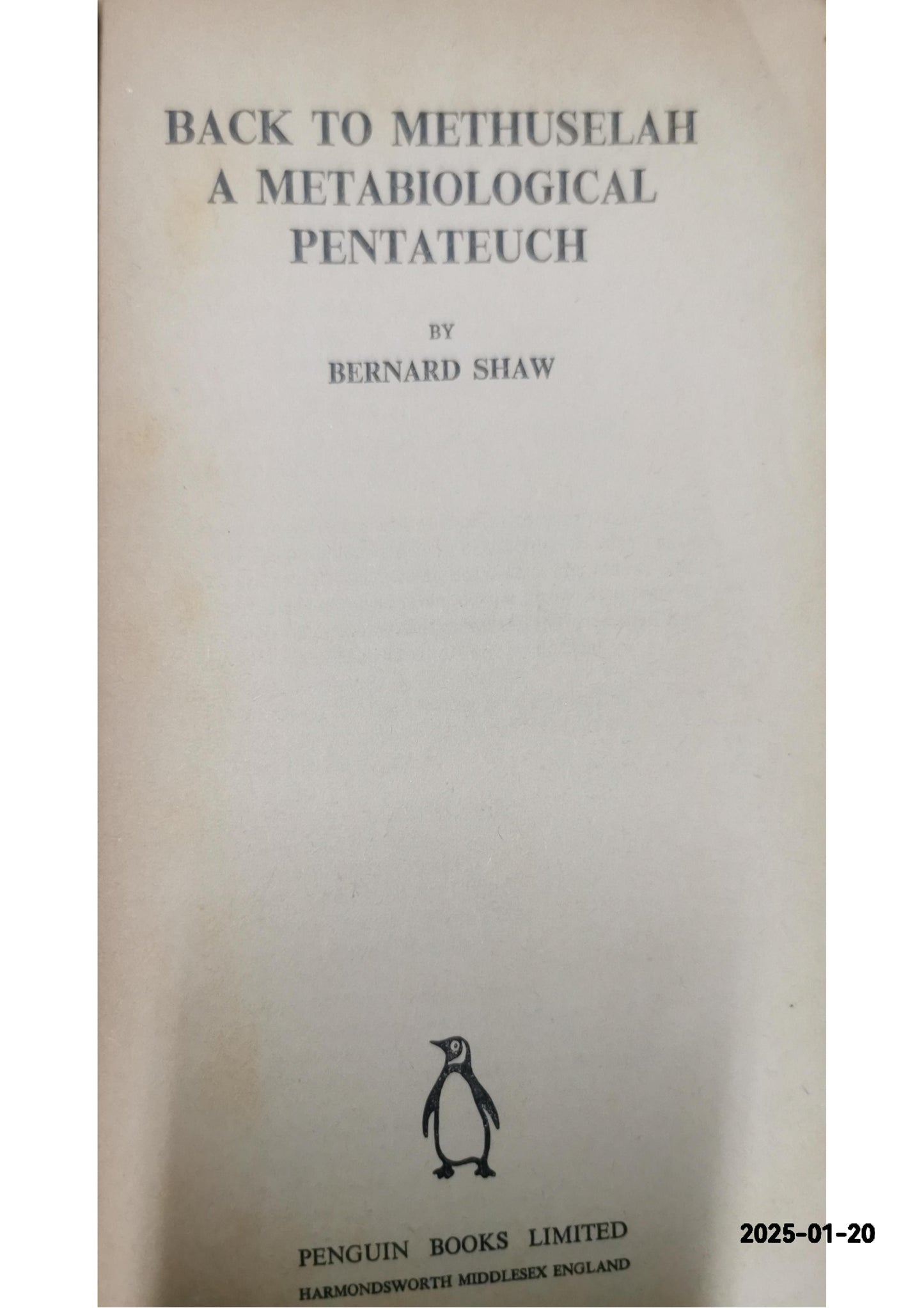 Back to Methuselah Play by George Bernard Shaw