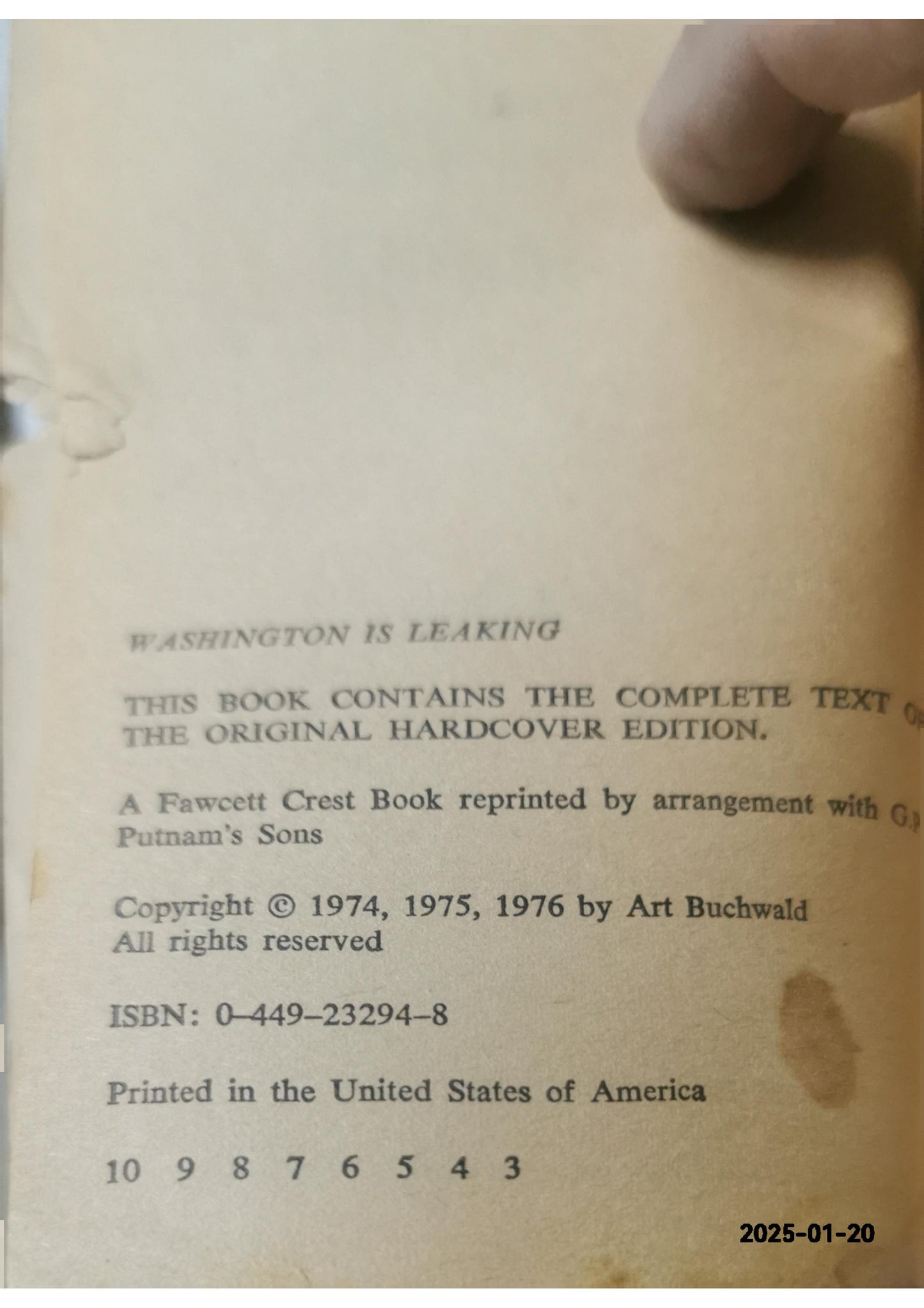 Washington Is Leaking Paperback – September 29, 1976 by Art Buchwald (Author)