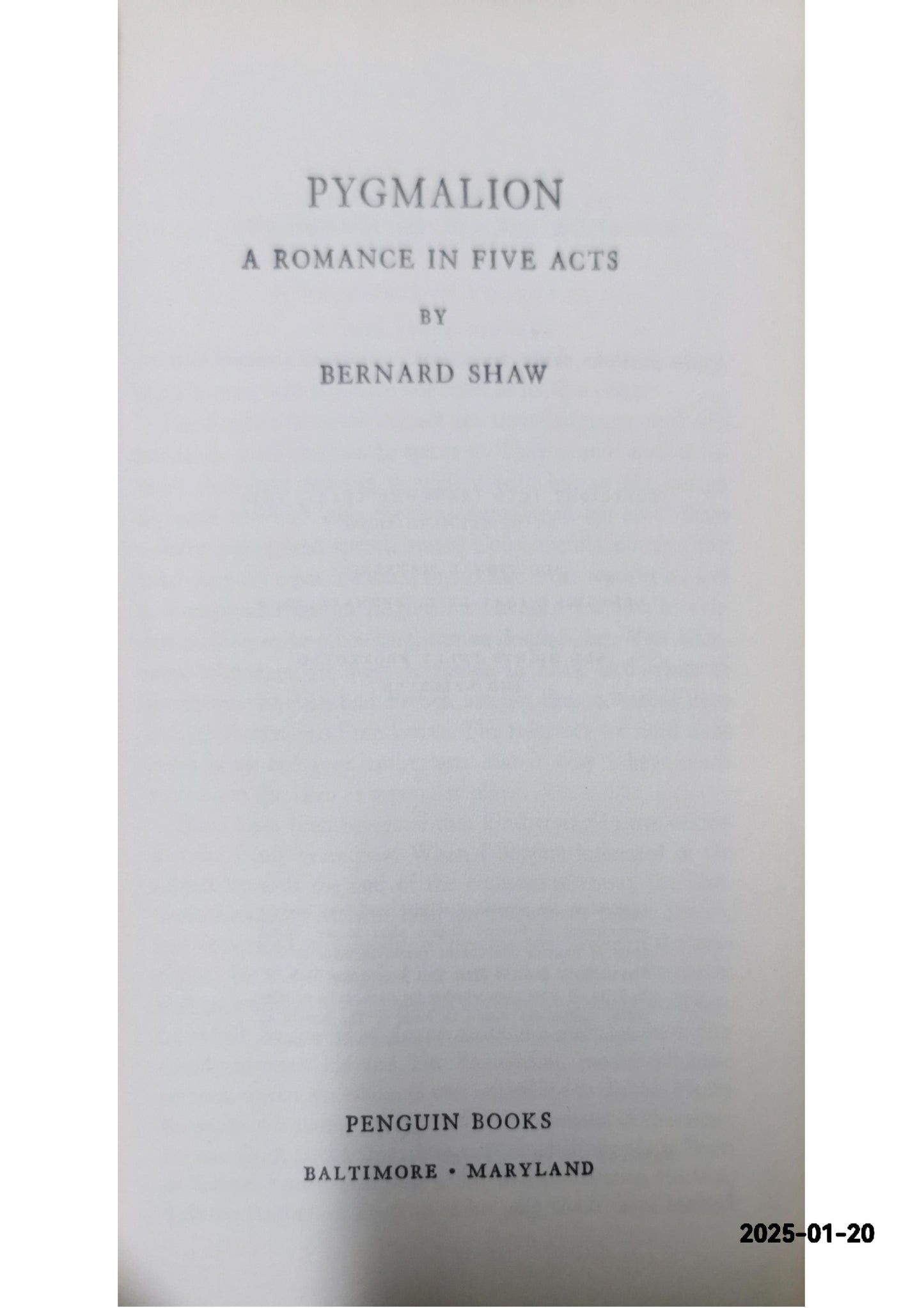 Pygmalion Play by George Bernard Shaw