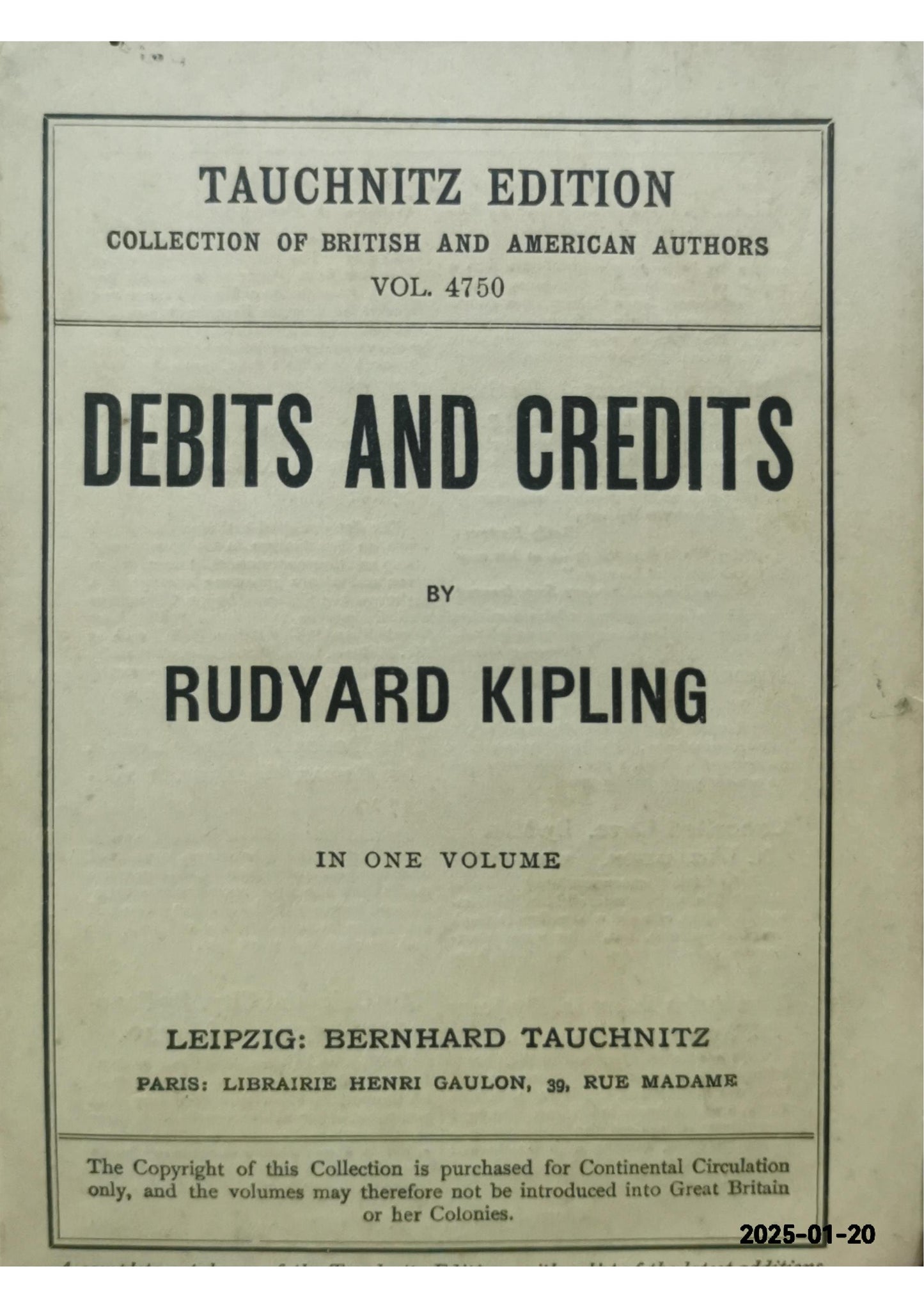 Debits and Credits by Rudyard Kipling