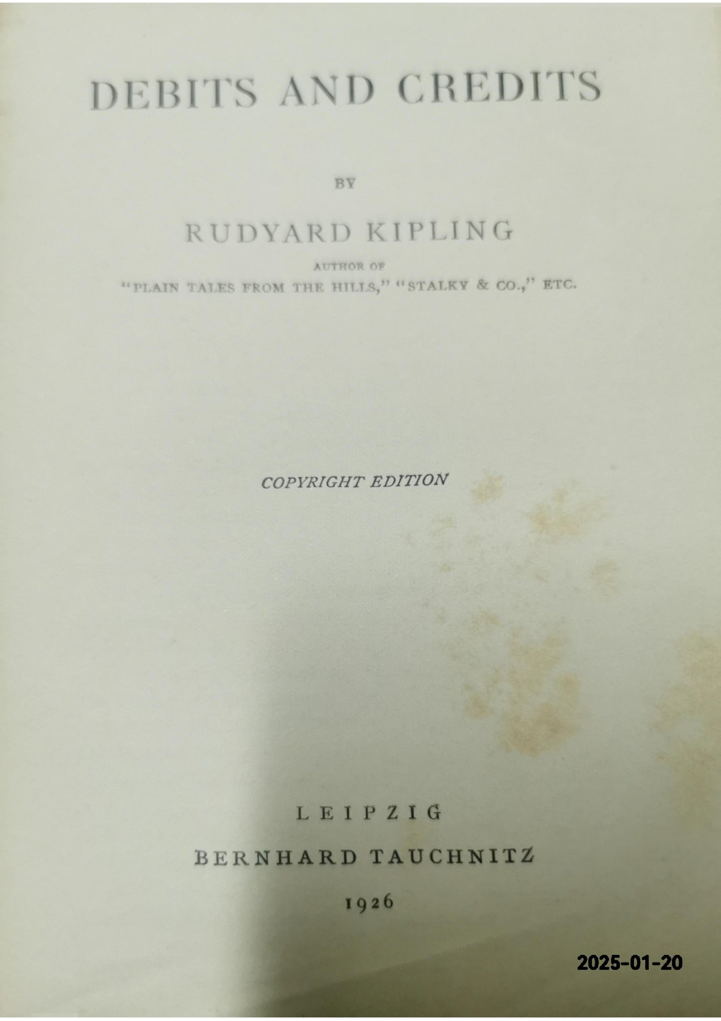 Debits and Credits by Rudyard Kipling