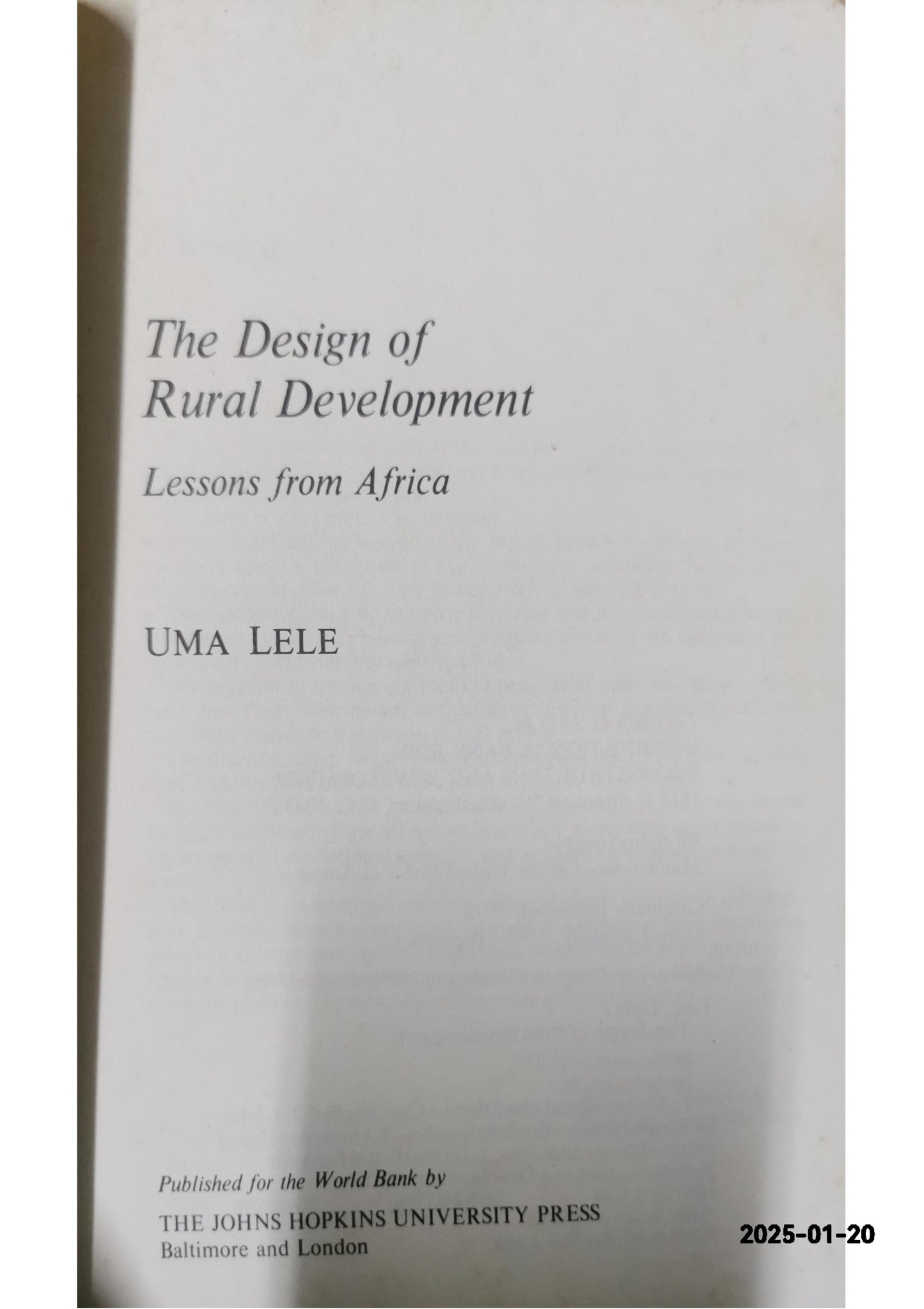 The design of rural development Book by Uma J. Lele