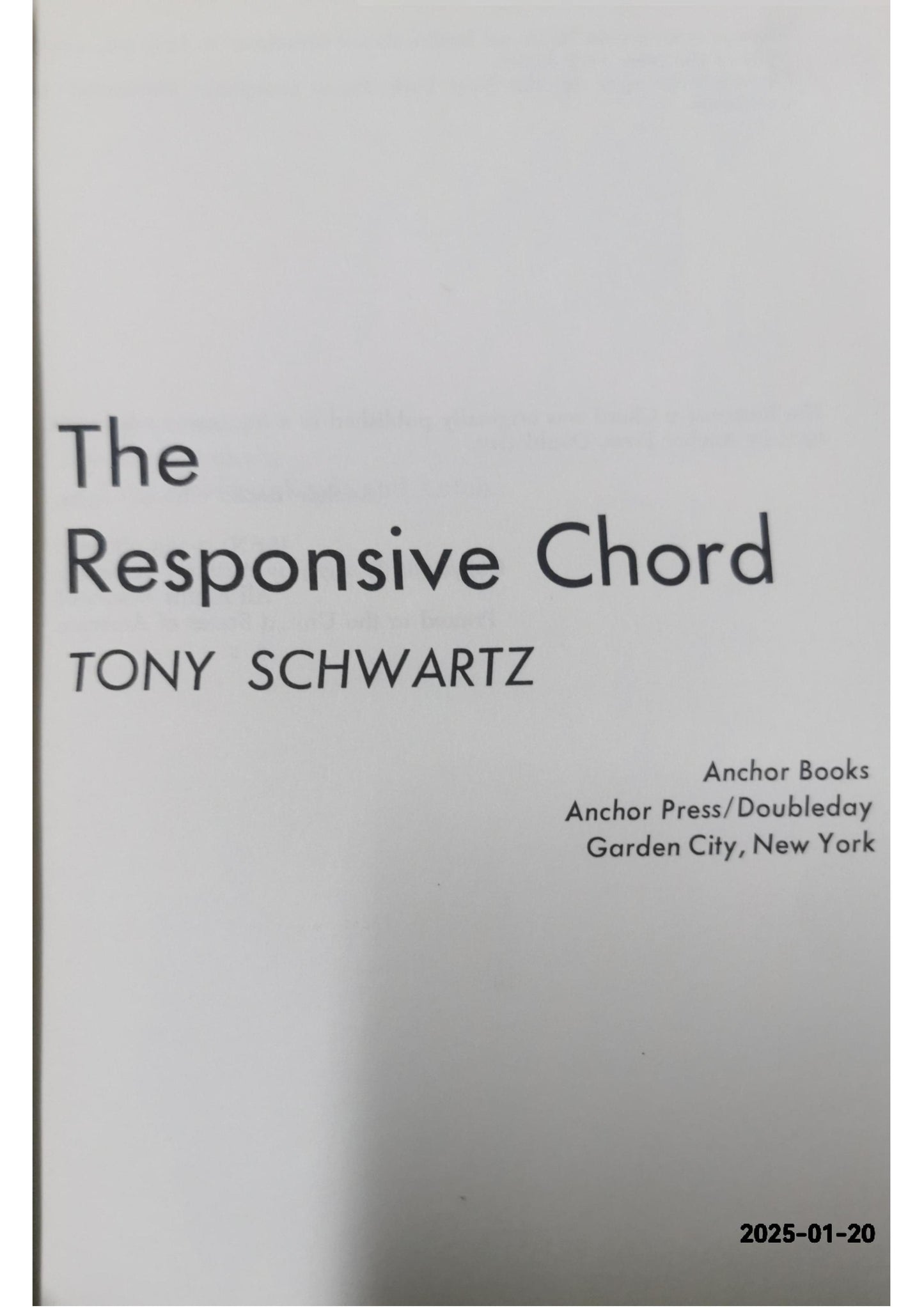 The Responsive Chord Book by Tony Schwartz