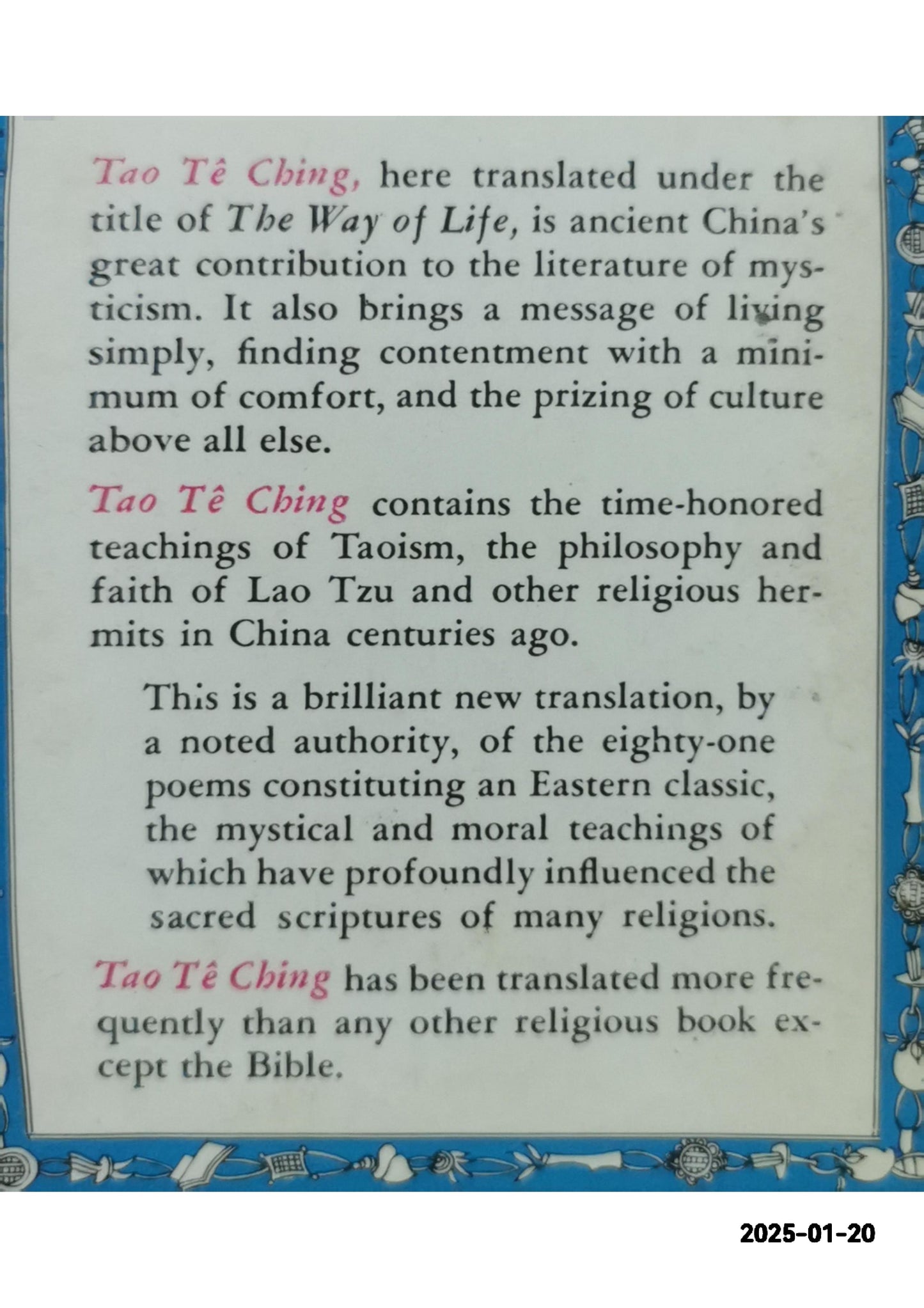 The Way of Life Lao Tzu: Tao Te Ching a New Translation Paperback – January 1, 1955 by tzu Lao (Author)