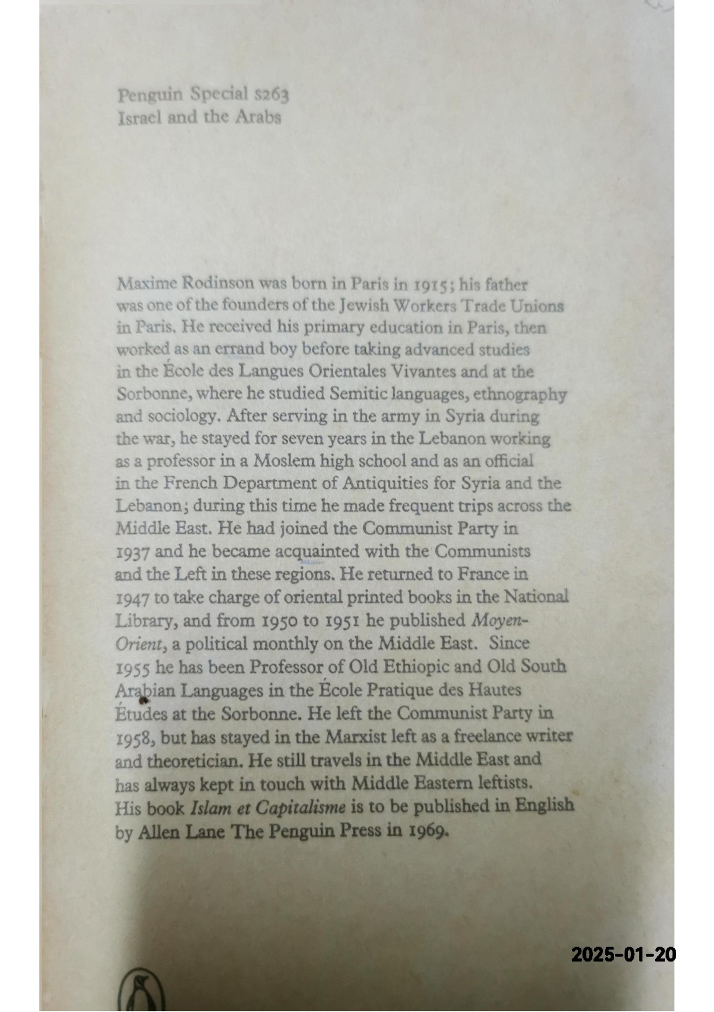 Israel and the Arabs (Pelican Books) Paperback – January 1, 1982 by Maxime Rodinson (Author)