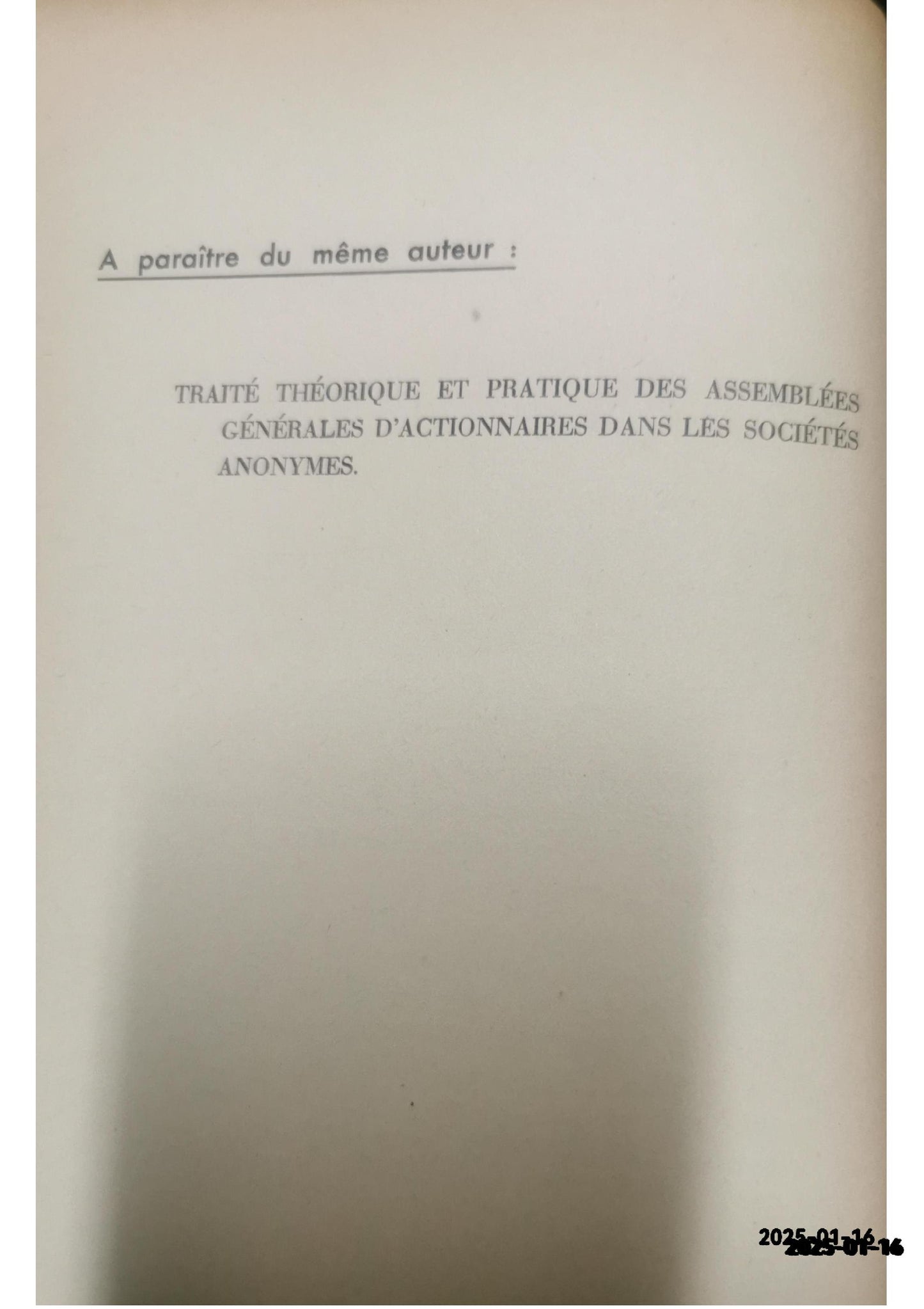 Manuel Pratique des Assemblées Générales d'Actionnaires dans les Sociétés Anonymes -Pierre-Alex Franck