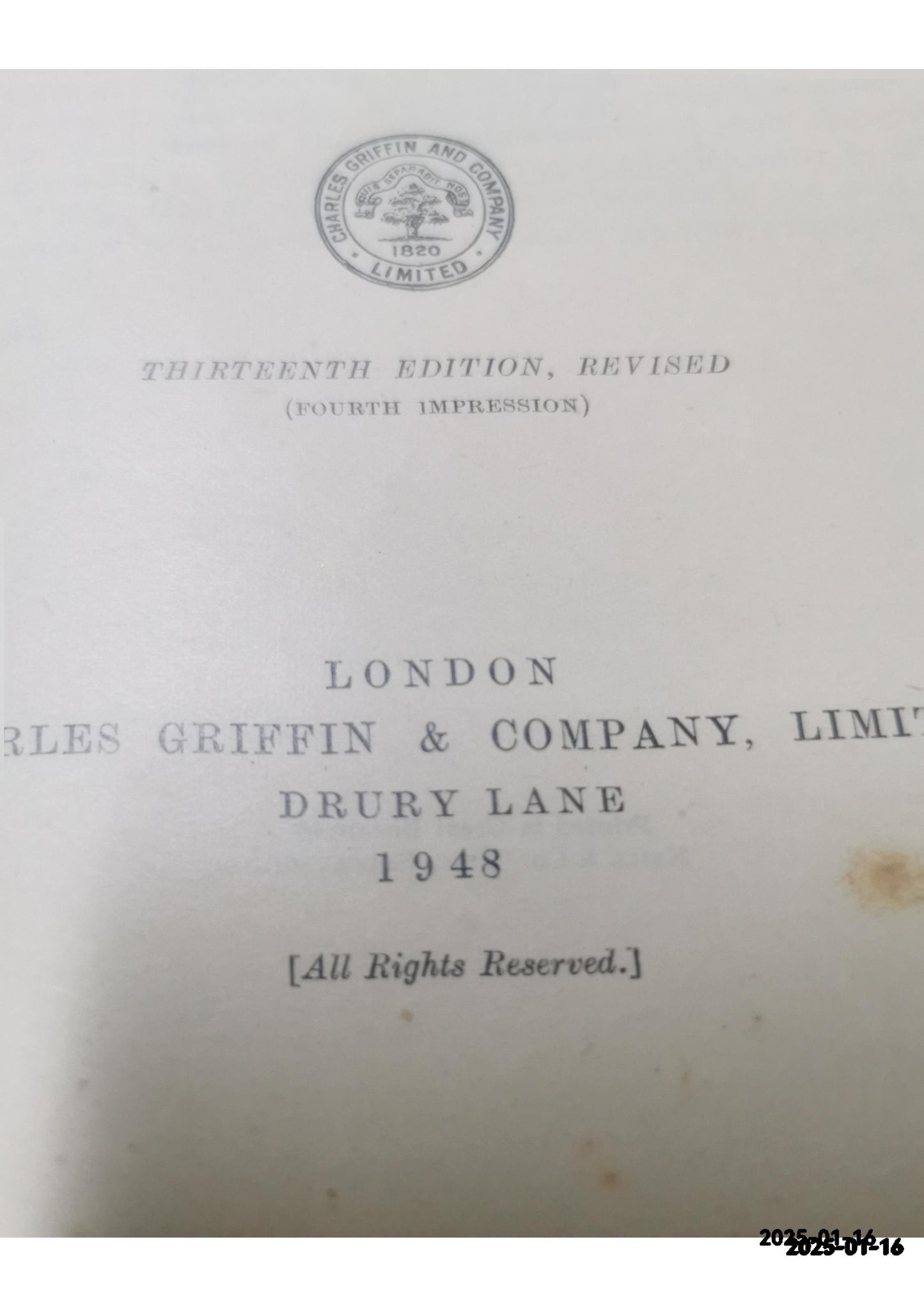 An Introduction to the Theory of Statistics Yule, G. Udny & Kendall, M. G. Published by Charles Griffin, London, 1948 Condition: Good Hardcover