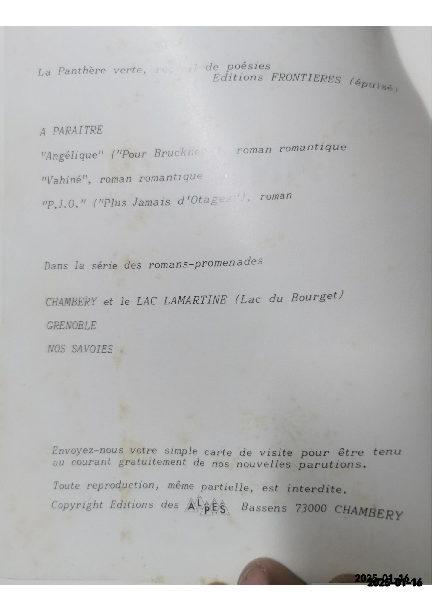 Annecy, je t'aime- roman-promenade D'Amboise Valéry Edité par Editions des Alpes Non daté. Etat : bon Couverture rigide