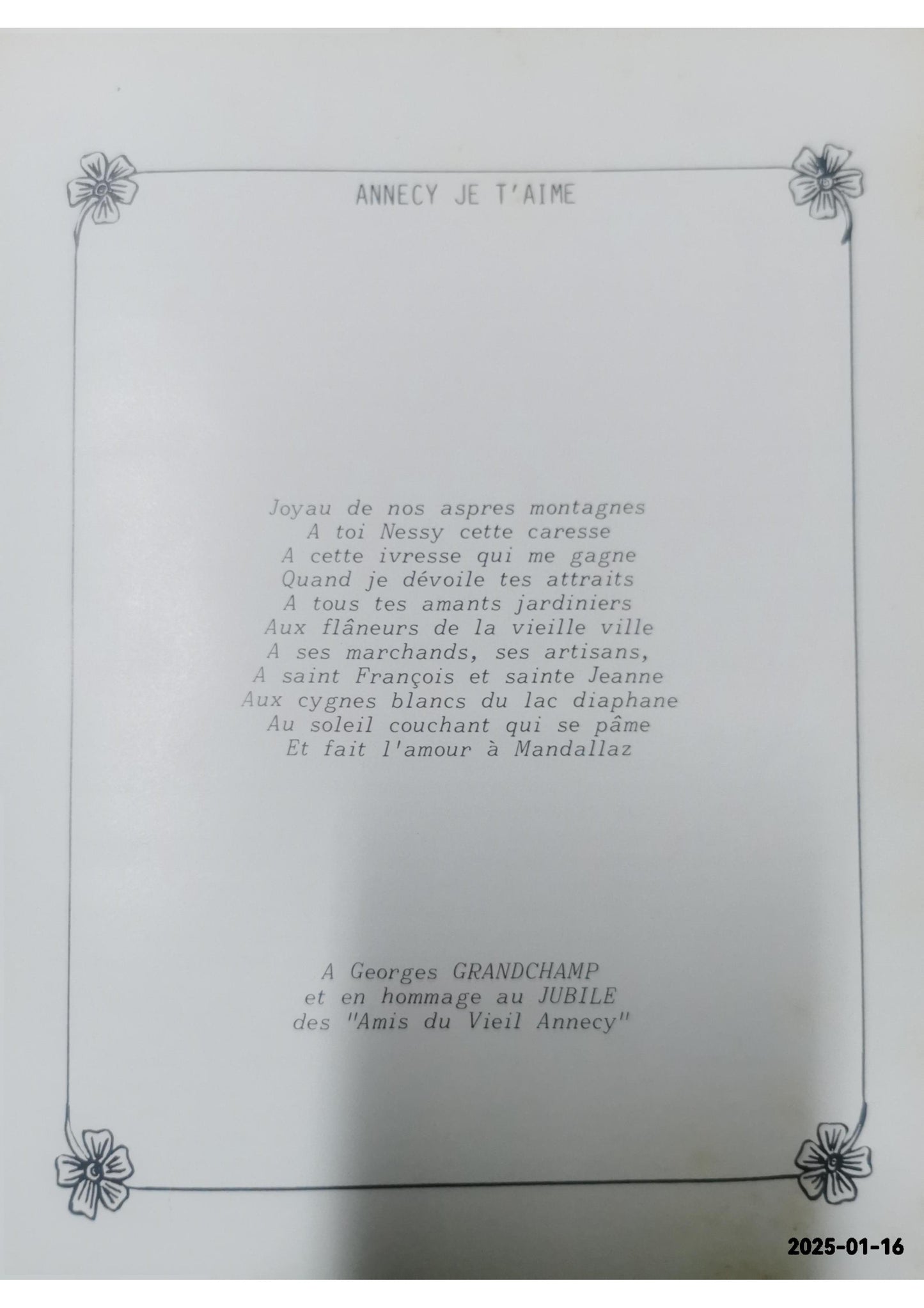 Annecy, je t'aime- roman-promenade D'Amboise Valéry Edité par Editions des Alpes Non daté. Etat : bon Couverture rigide