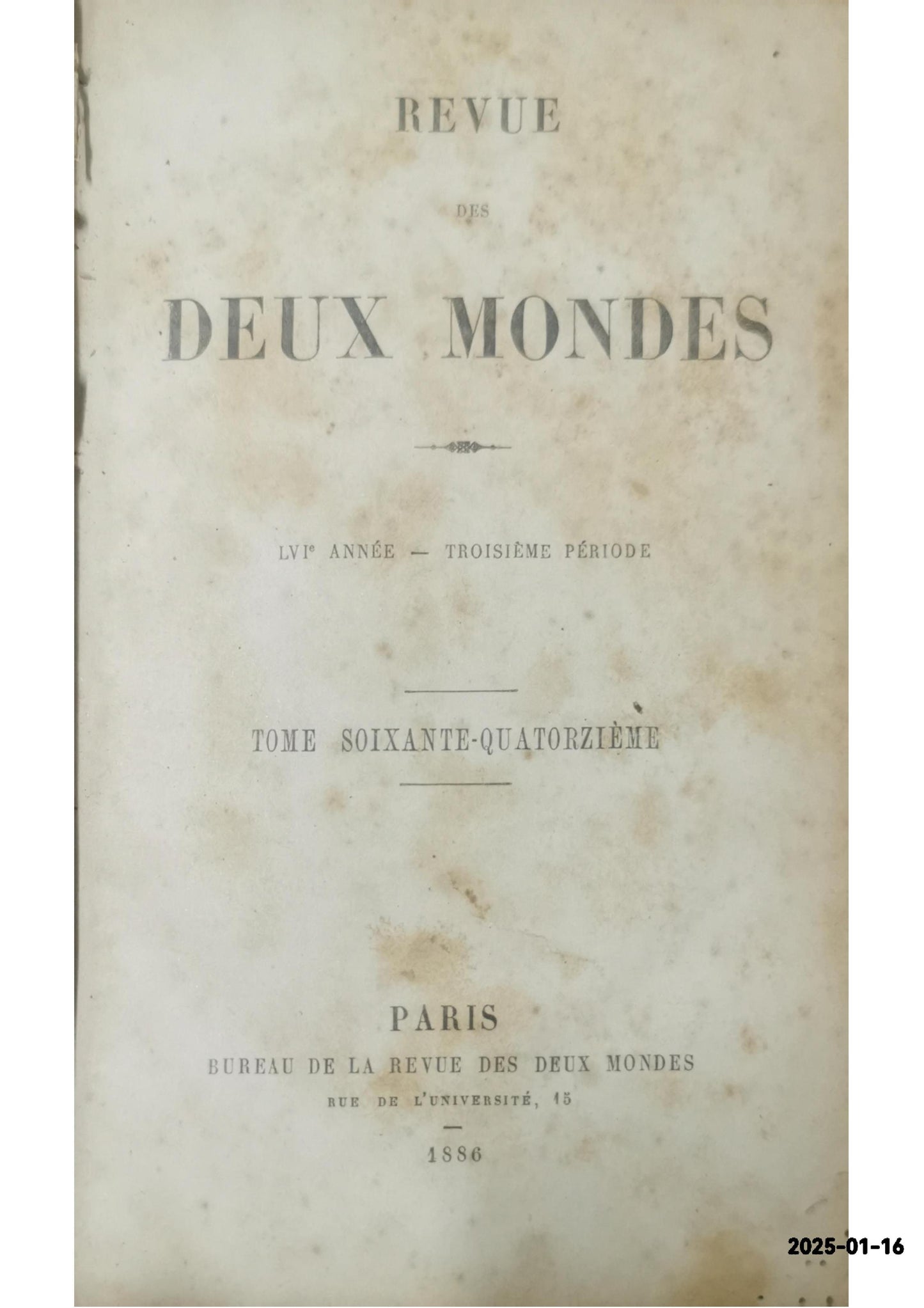 Revue des Deux Mondes: Table; Troisième Période, 1886-1893 Hardcover –French Edition  by Unknown Author (Author)