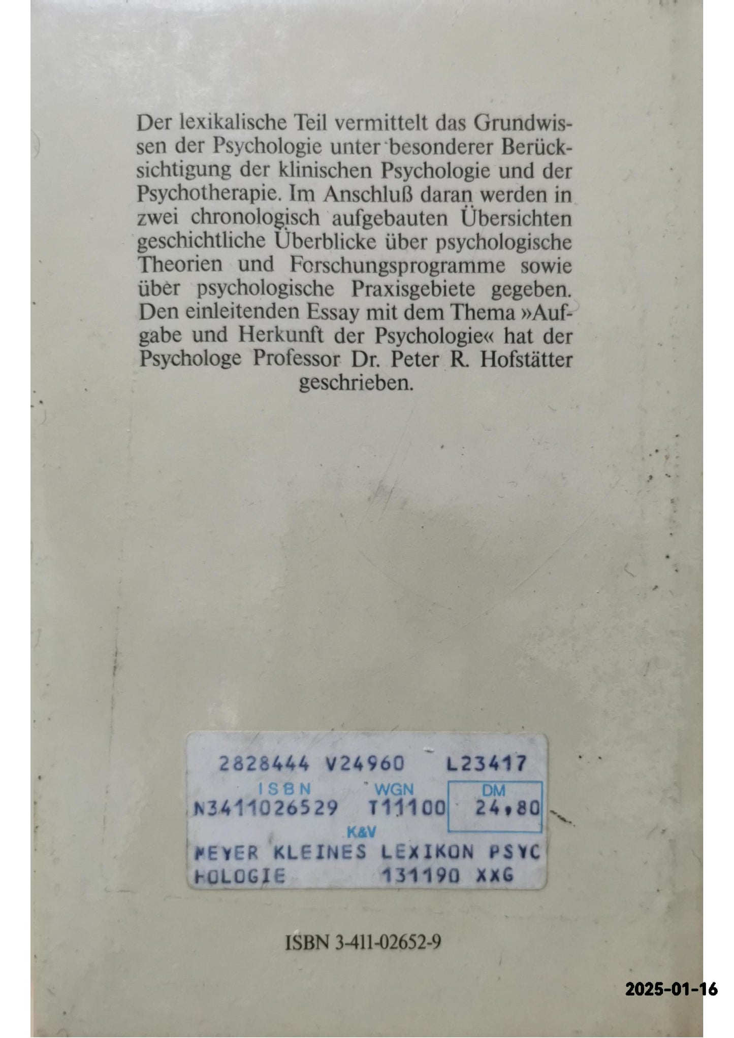 Meyers kleines Lexikon Psychologie (Meyers kleine Lexika) (German Edition) Hardcover German Edition  by germany-bibliographisches-institut-mannheim-peter-robert-hofstatter (Author)