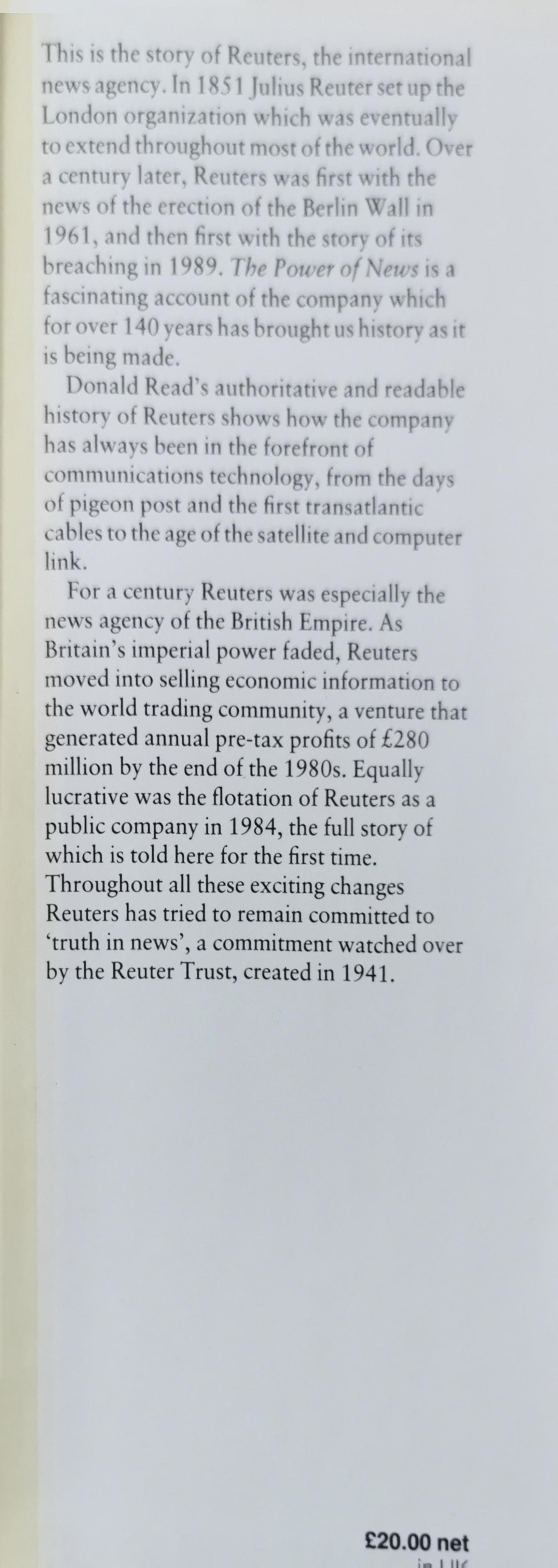 The Power of News: The History of Reuters Hardcover – Illustrated, 25 February 1999 by Donald Read (Author)