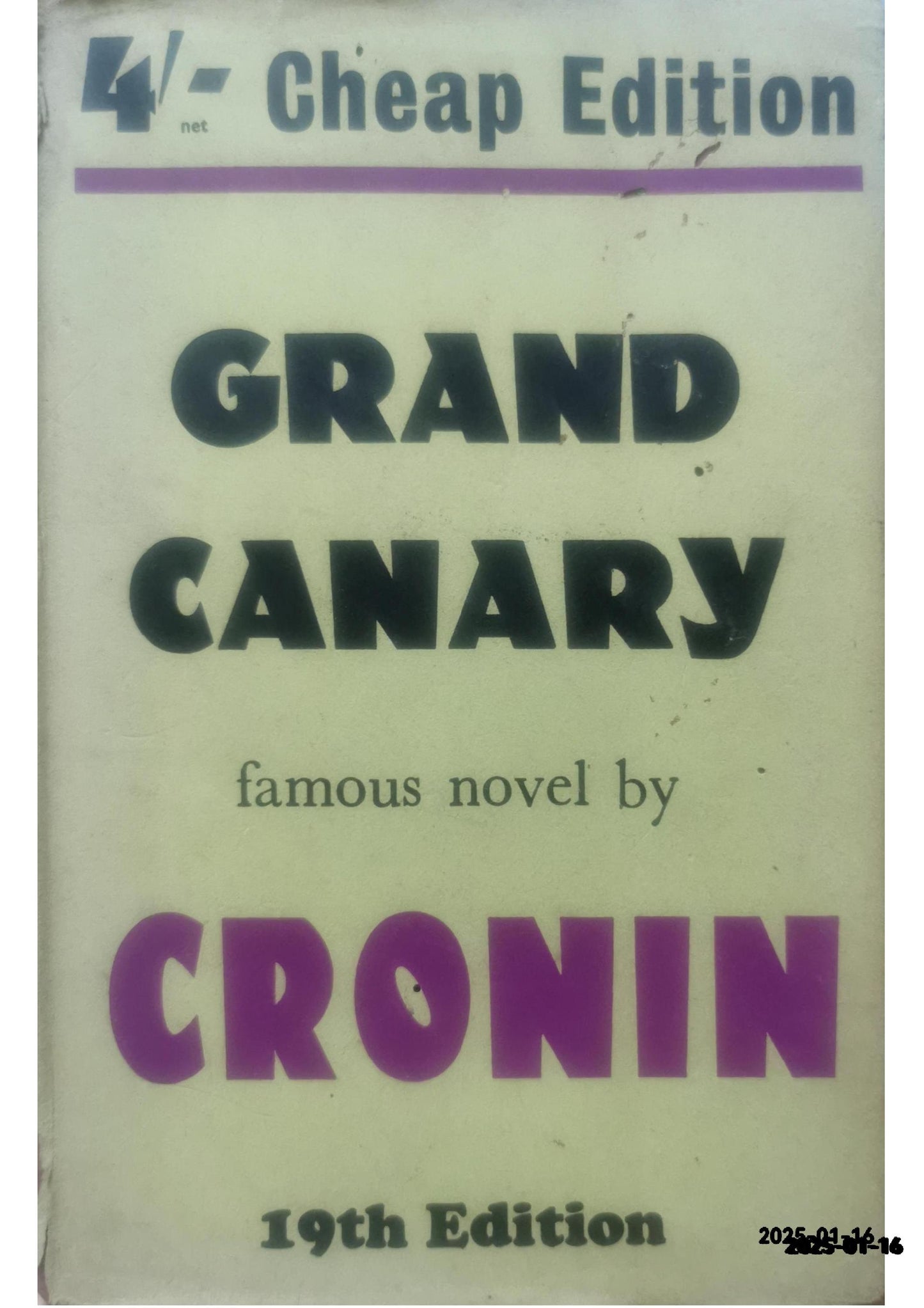 Grand Canary Hardcover by A.J. Cronin (Author)