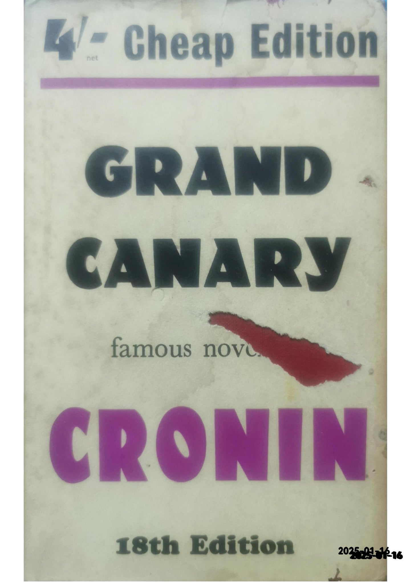 Grand Canary Hardcover by A.J. Cronin (Author)