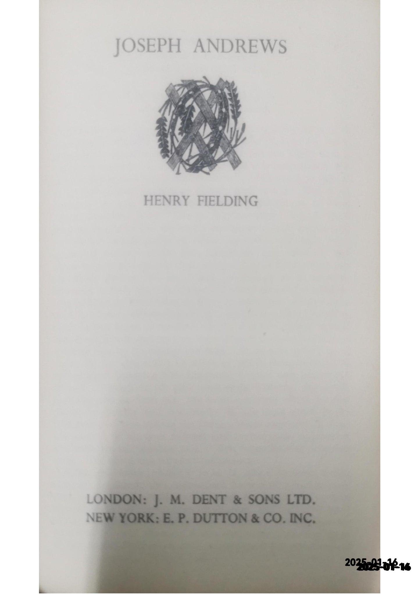 Fielding - Joseph Andrews by Henry  -  Everyman's Library (1948)