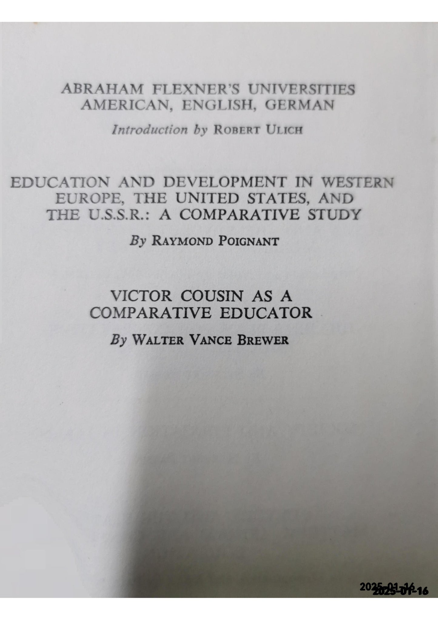 Victor Cousin as a Comparative Educator Author: Walter Vance