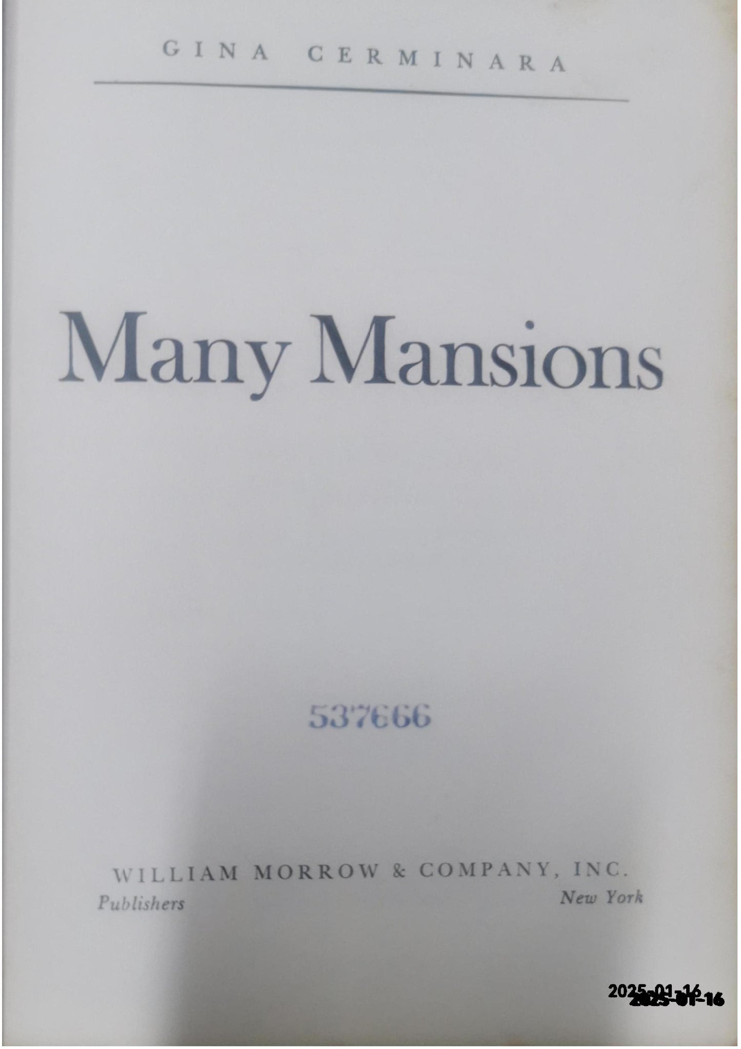 Many Mansions Unknown Binding by Gina Cerminara (Author)