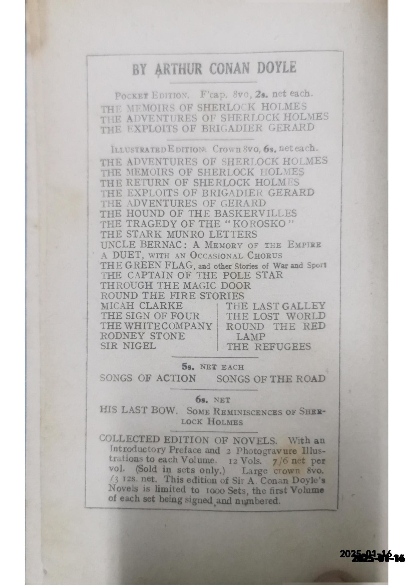 THE ADVENTURES OF SHERLOCK HOLMES BY ARTHUR CONAN DOYLE 1919 NEW EDITION