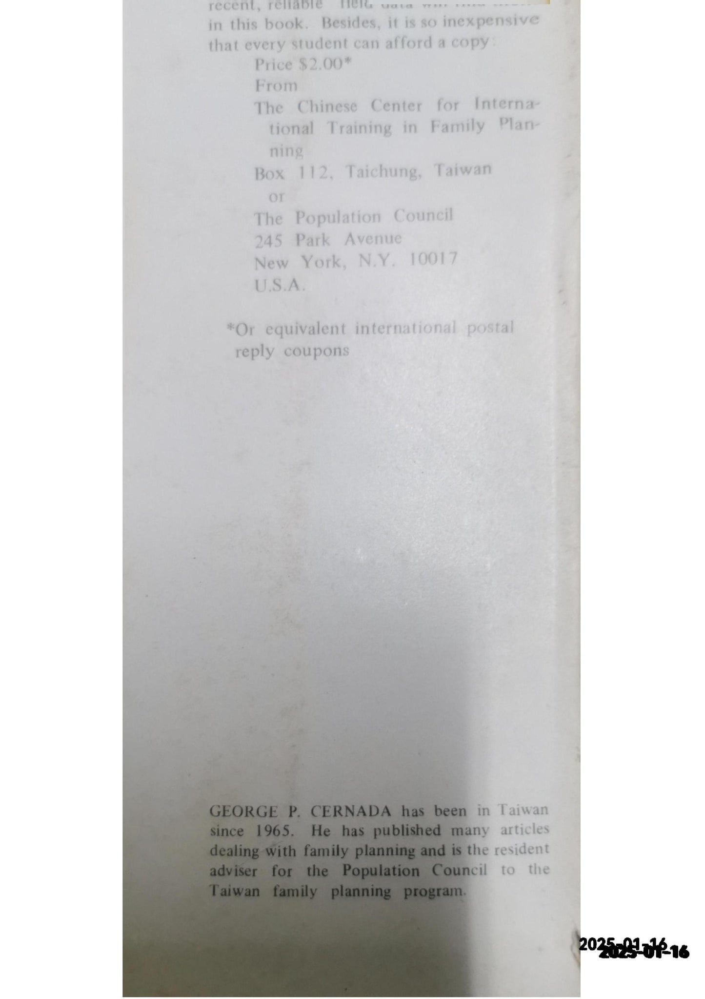 Taiwan Family Planning Reader Hardcover – January 1, 1970 by Geirge P. Cernada (Editor)