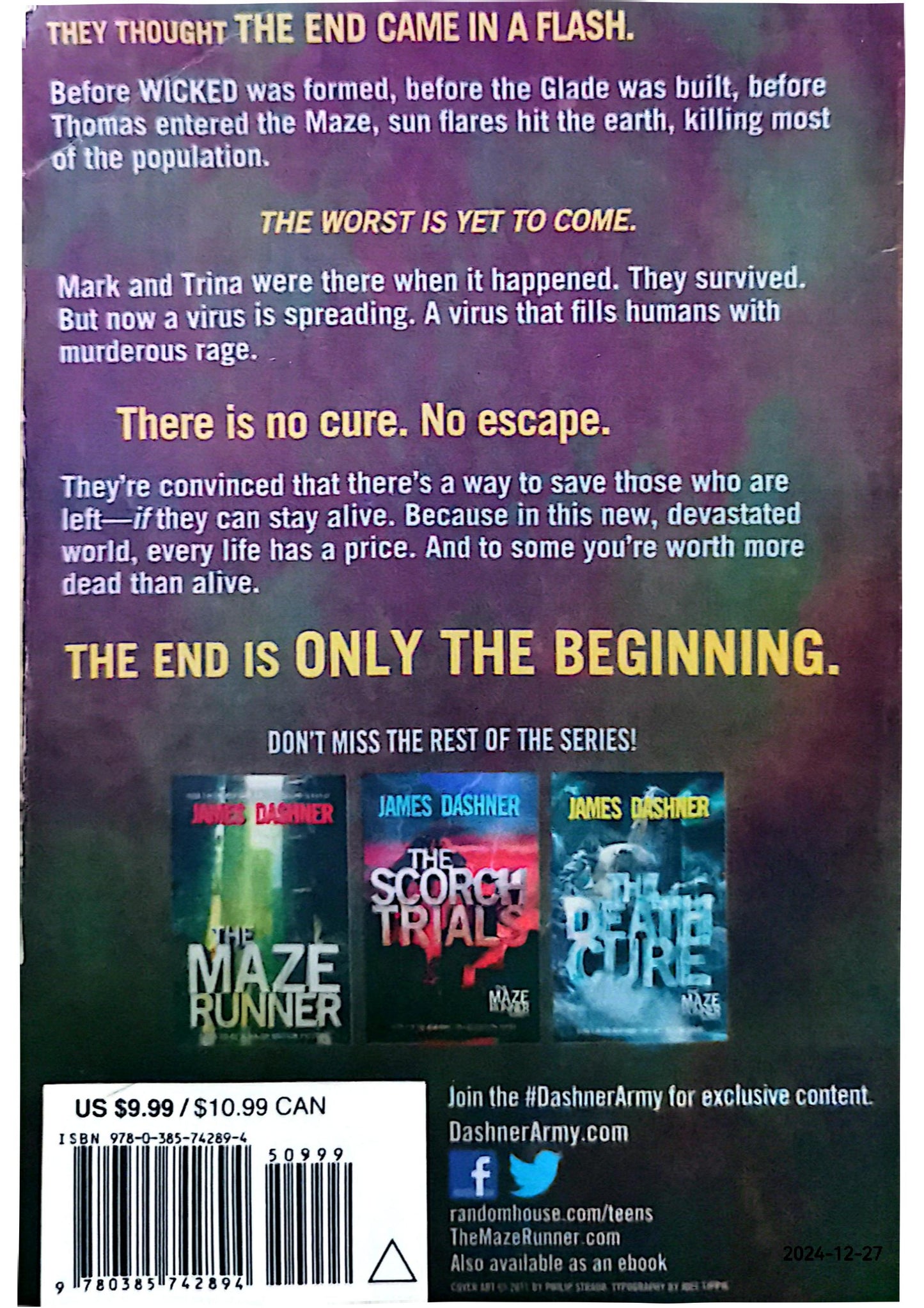 The Kill Order: The Origin of the Maze Runner (The Maze Runner Series) Paperback – January 7, 2014 by James Dashner (Author)