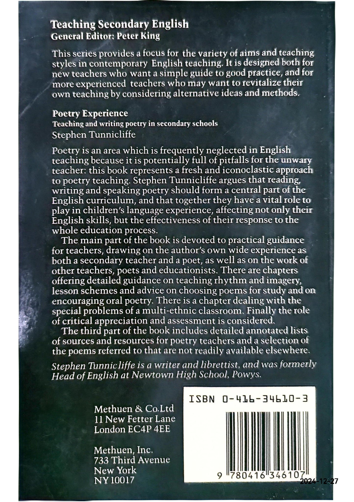 Poetry Experience (Teaching Secondary English) Paperback – December 1, 1984 by Stephen Tunnicliffe (Author)