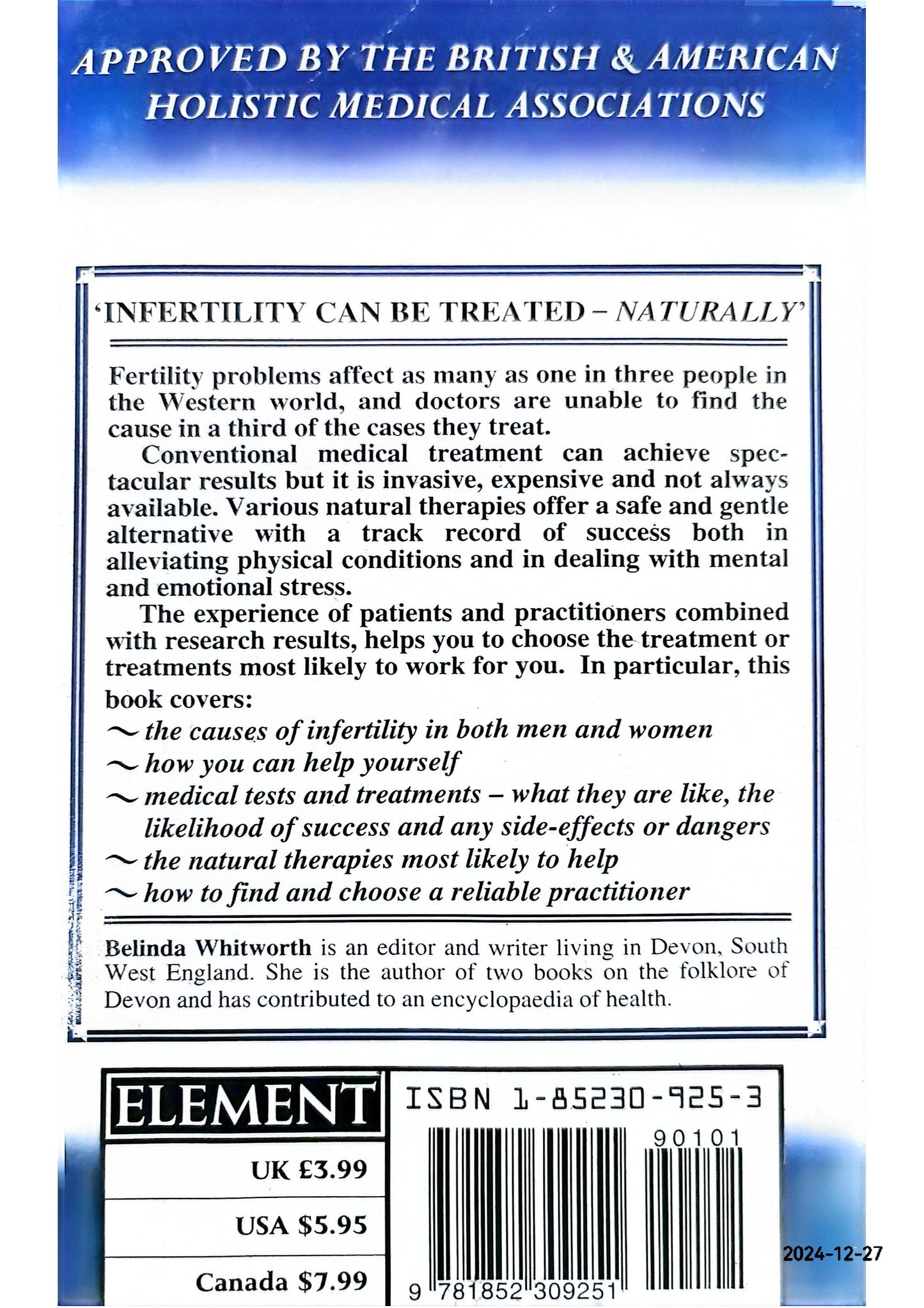 Infertility (Natural Way) Paperback – January 1, 1996 by Belinda Whitworth (Author)