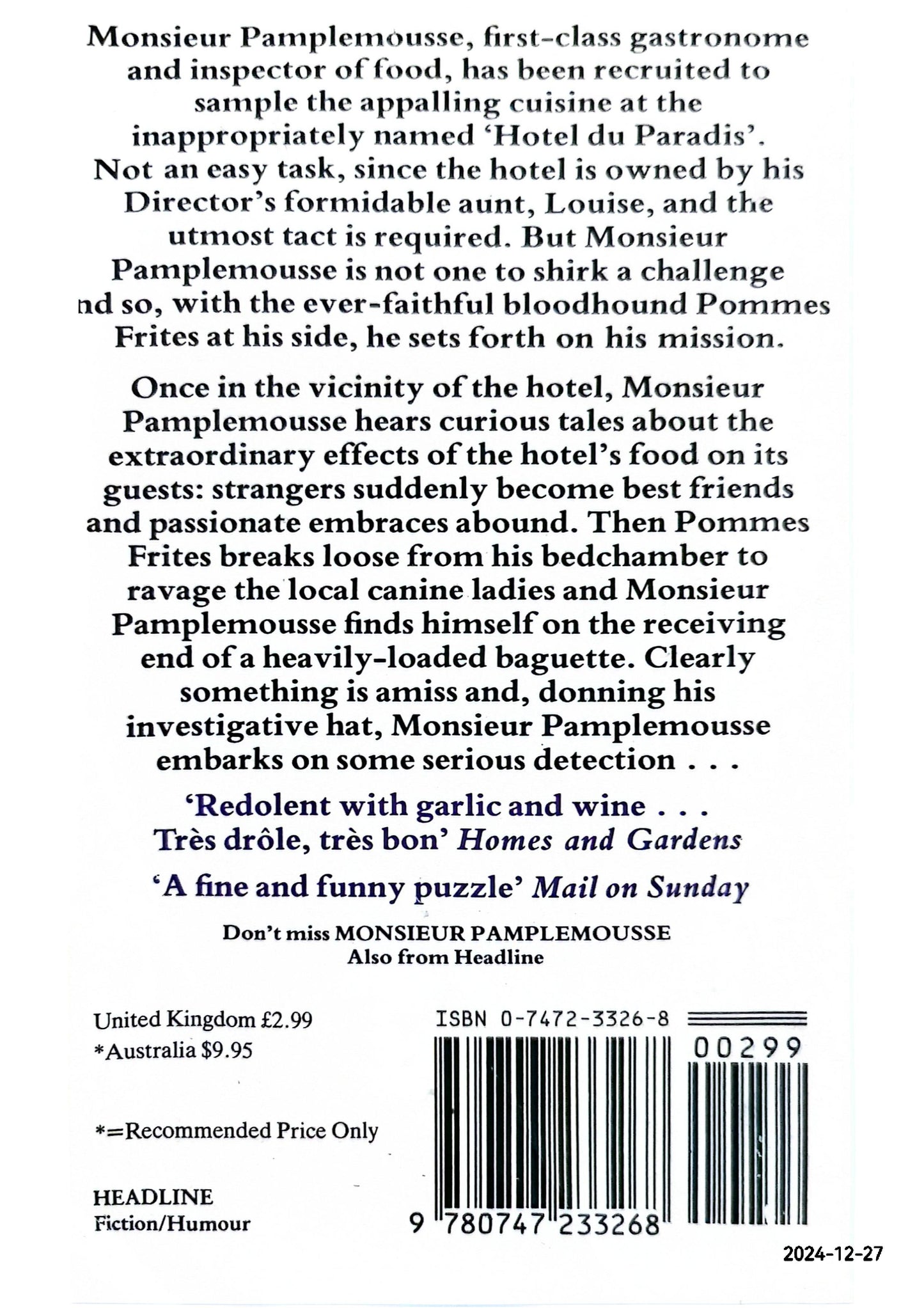 Monsieur Pamplemousse and the Secret Mission by Michael Bond (1990-04-26) Paperback – January 1, 1826 by Michael Bond (Author)