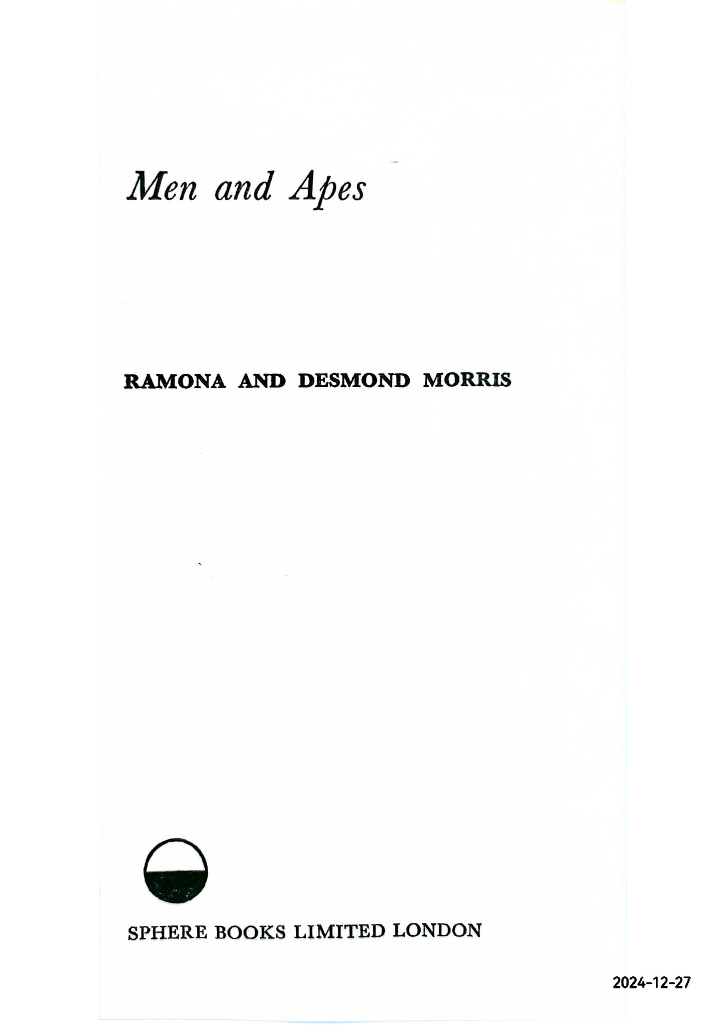 Men and Apes Paperback – January 1, 1968 by Desmond & Ramona Morris (Author)