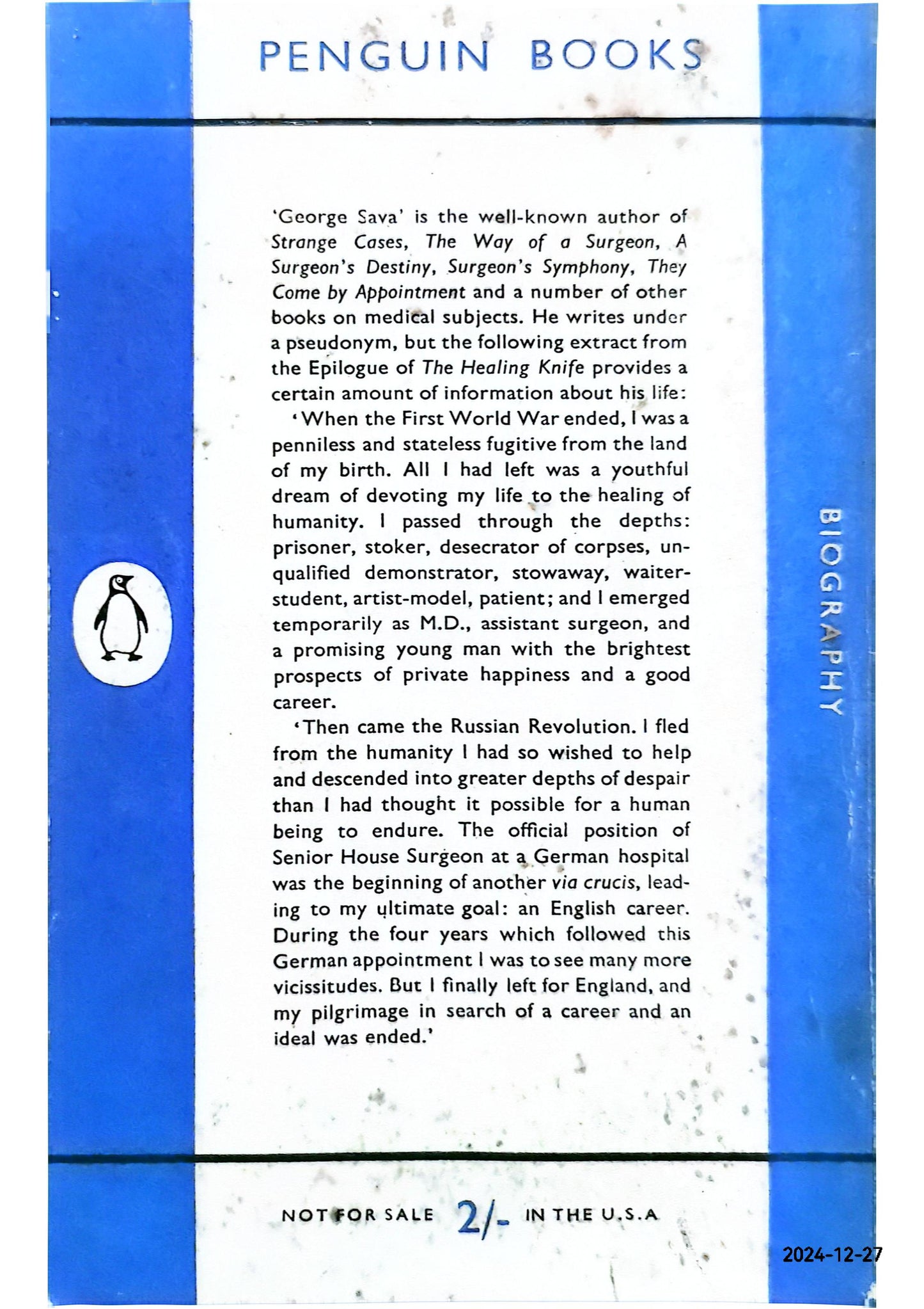 The Healing Knife, etc (Penguin Books. no. 961.) Paperback – January 1, 1953 by George Sava (Author)