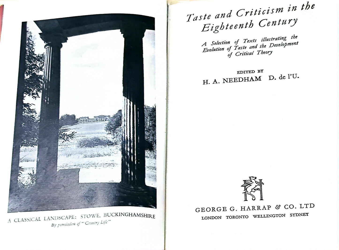 Taste and criticism in the eighteenth century;: A selection of texts illustrating the evolution of taste and the development of critical theory, (Select bibliographies reprint series) Unknown Binding – January 1, 1969 by H. A Needham (Author)