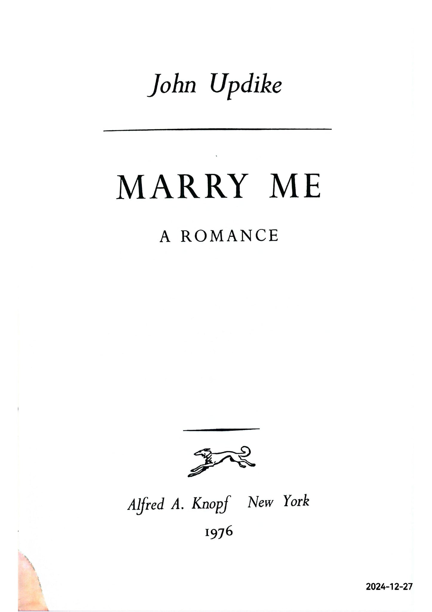 Marry Me Hardcover – October 12, 1976 by John Updike (Author)