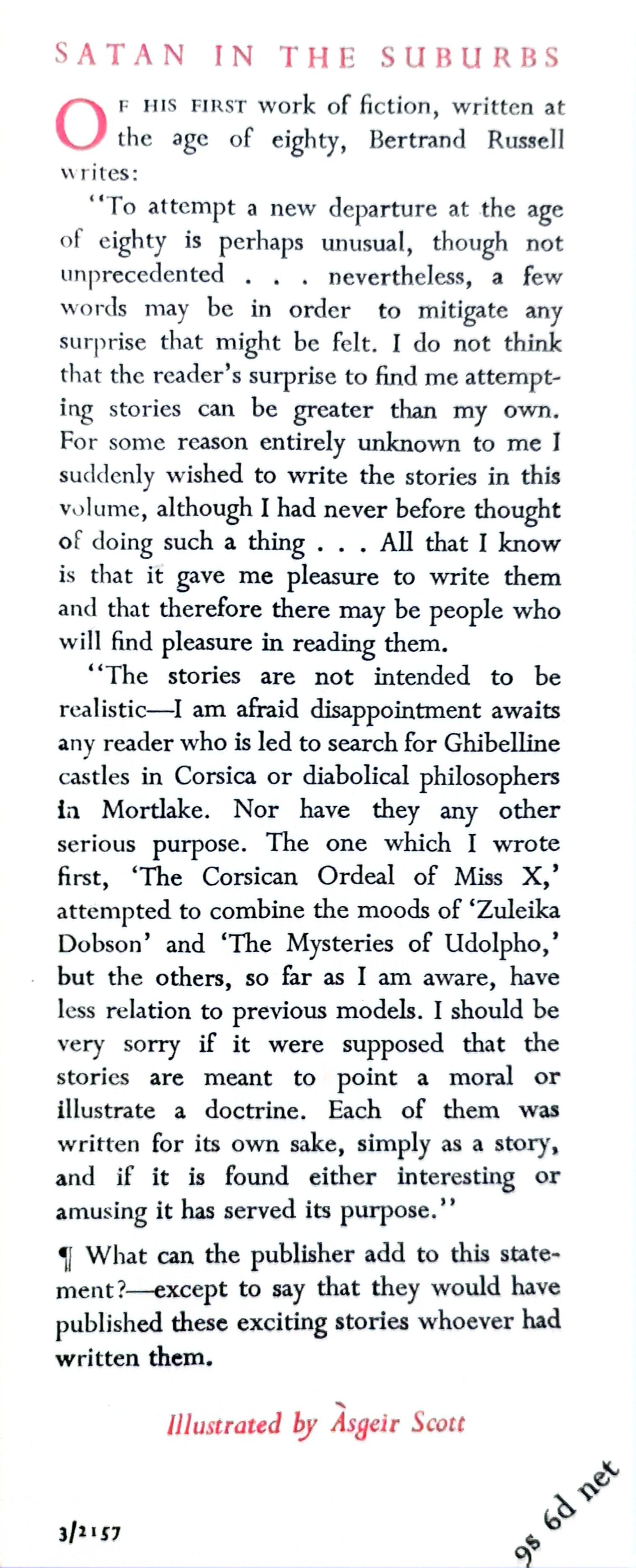 Satan in the suburbs, and other stories Bertrand Russell Published by Simon and Schuster, 1953