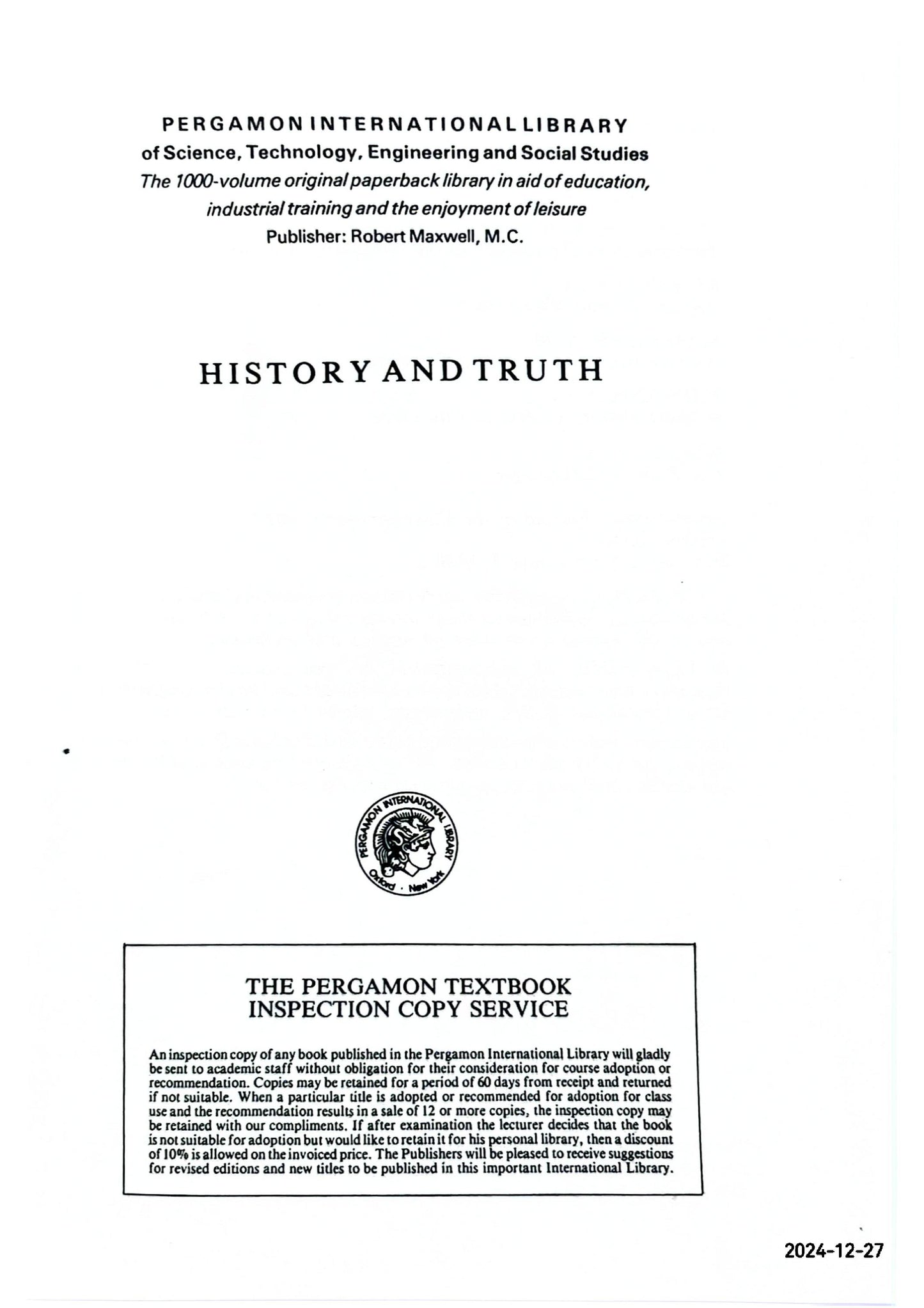 History and truth (Pergamon international library of science, technology, engineering, and social studies) Hardcover – January 1, 1976 by Adam Schaff (Author)