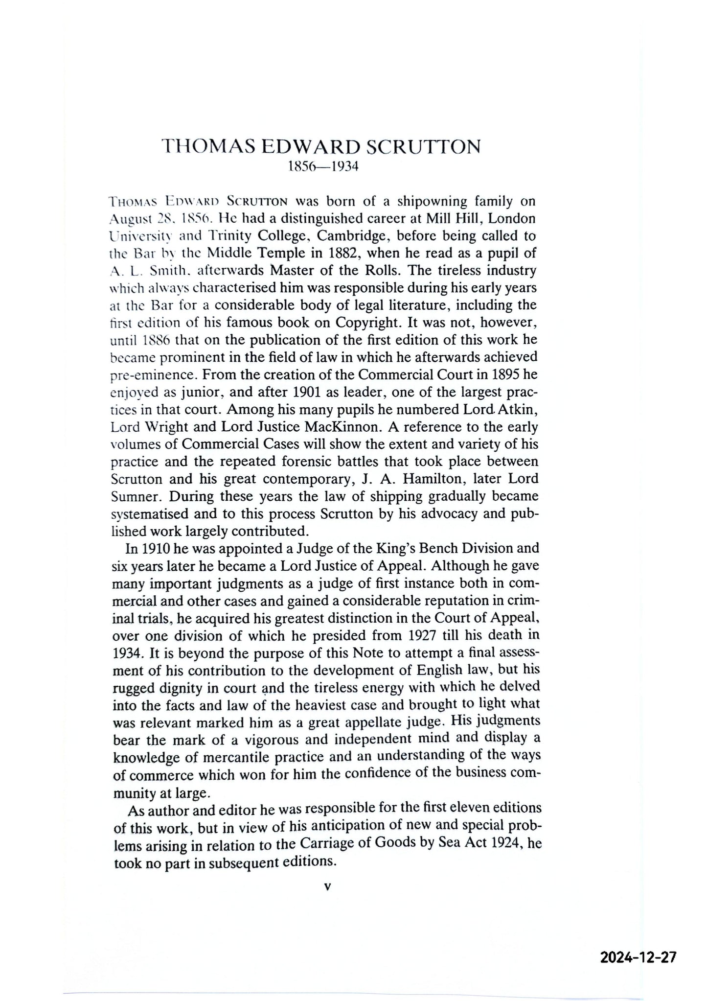 SCRUTTON ON CHARTER- PARTIES NINETEENTH EDITION By SIR ALANA MOGATTA, SIRMICHAEL J. MUSTIL Language: English Condition: Fine Hardcover