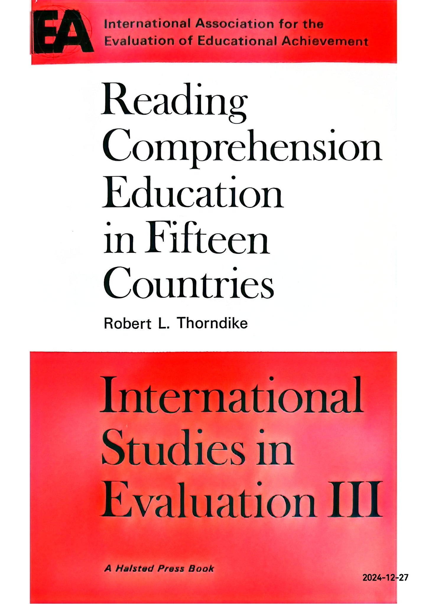 Reading Comprehension Education in Fifteen Countries (International Studies in Evaluation â...¢) - HardcoverRobert L. Thorndike