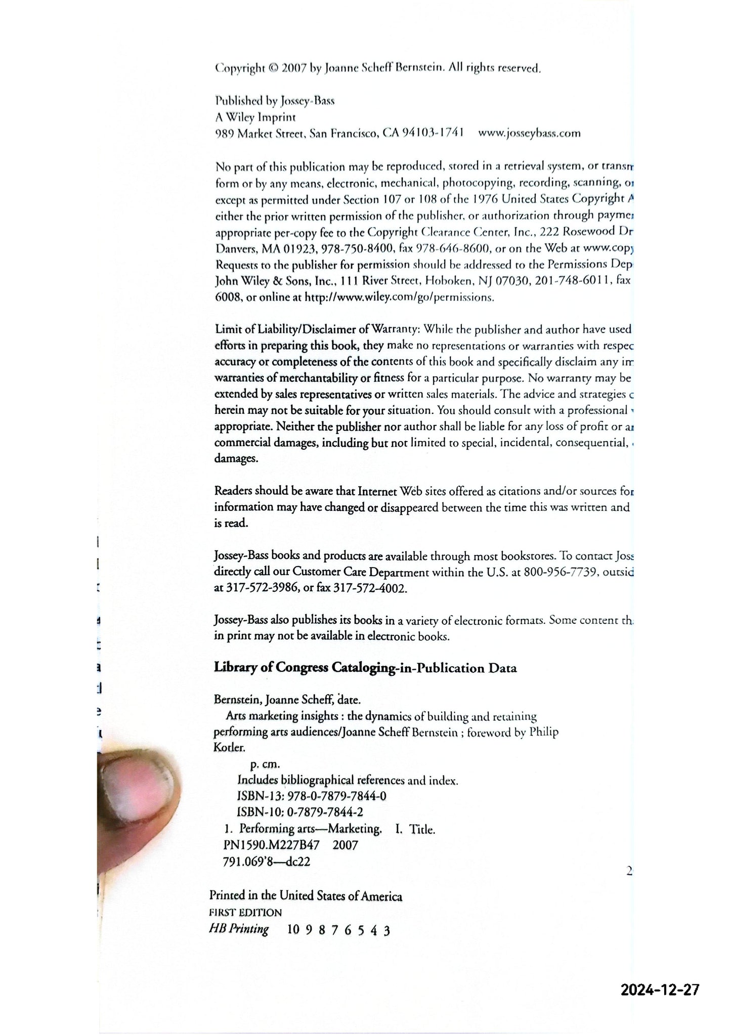 Arts Marketing Insights: The Dynamics of Building and Retaining Performing Arts Audiences Hardcover – November 17, 2006 by Joanne Scheff Bernstein (Author), Philip Kotler (Foreword)