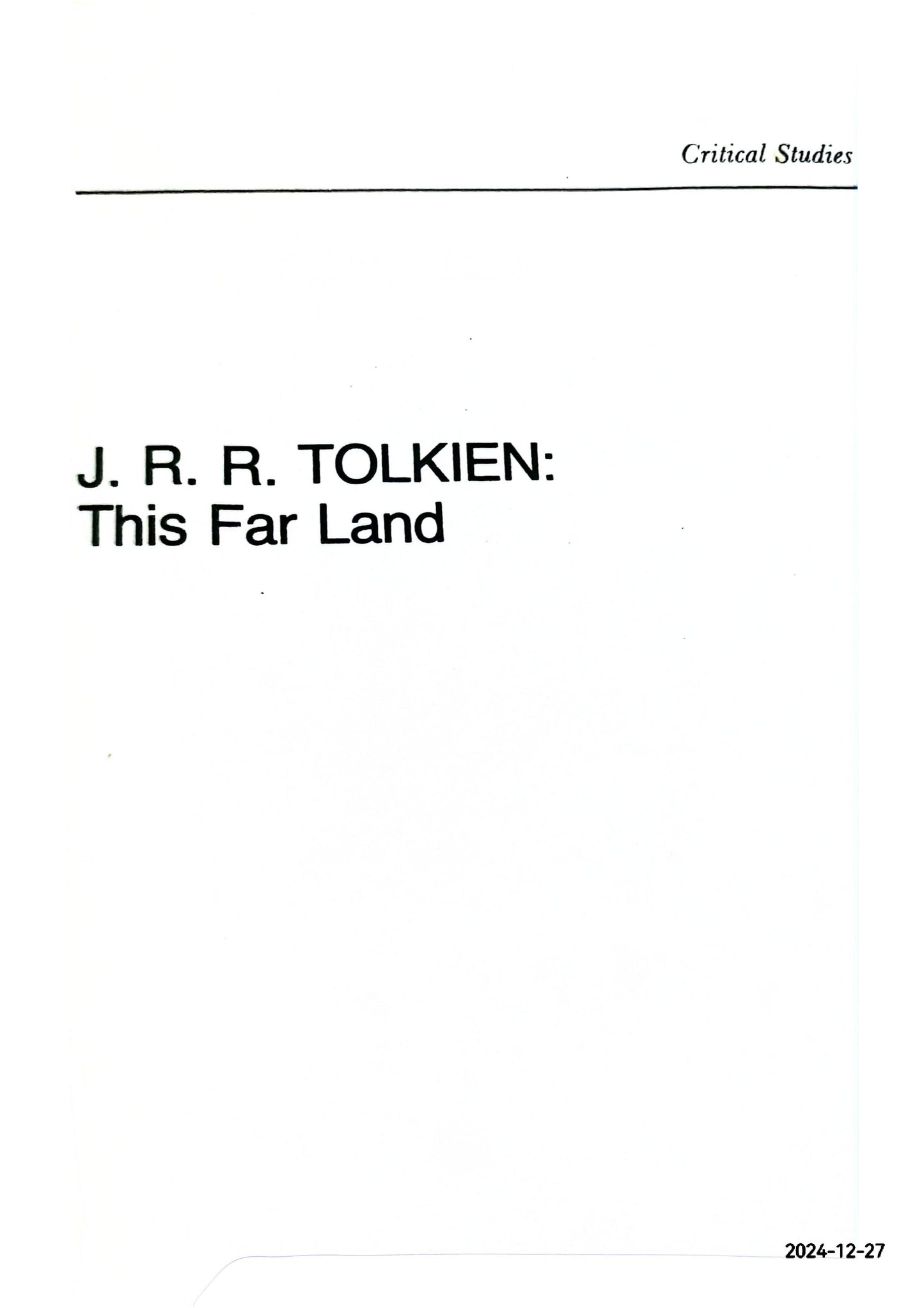 This far land - J.R.R. Tolkien,(Critical studies series) Brand: Barnes & Noble (1984-01-01)