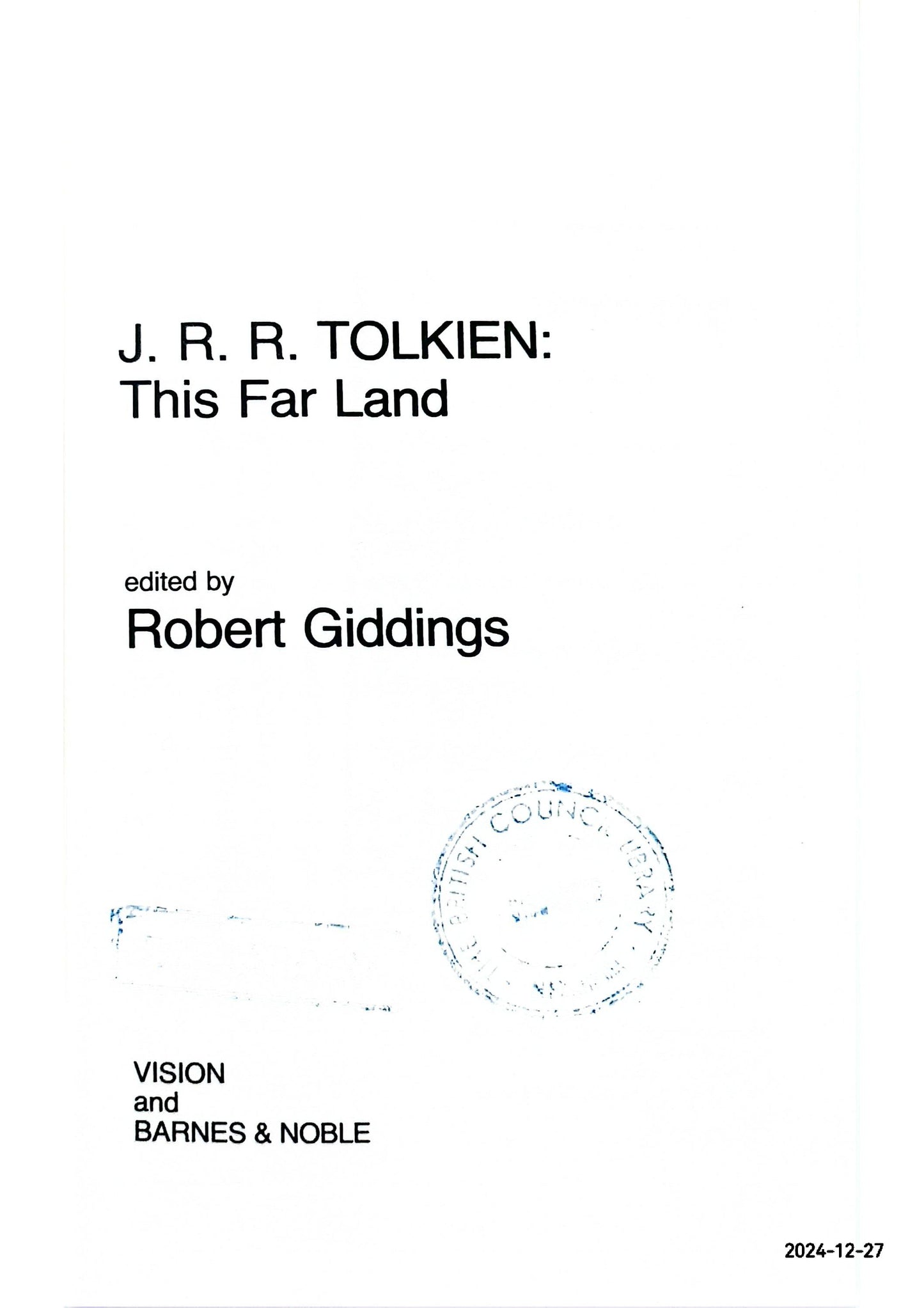 This far land - J.R.R. Tolkien,(Critical studies series) Brand: Barnes & Noble (1984-01-01)